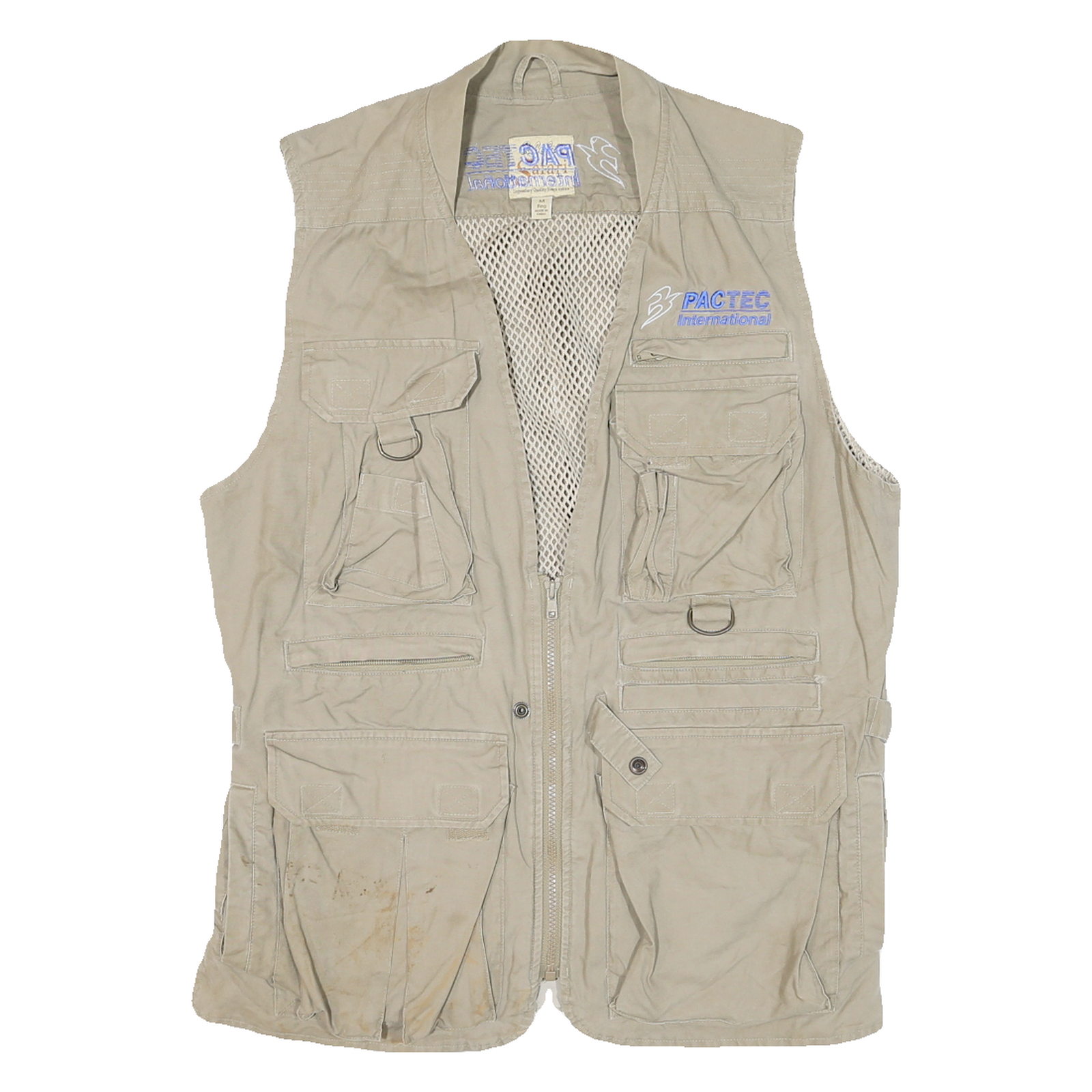 SAFARI Mens Beige Outdoor Gilet M Cotton Blend Woven Plain Sleeveless Zip Refurbished - N/A refurbished available on Cerqular