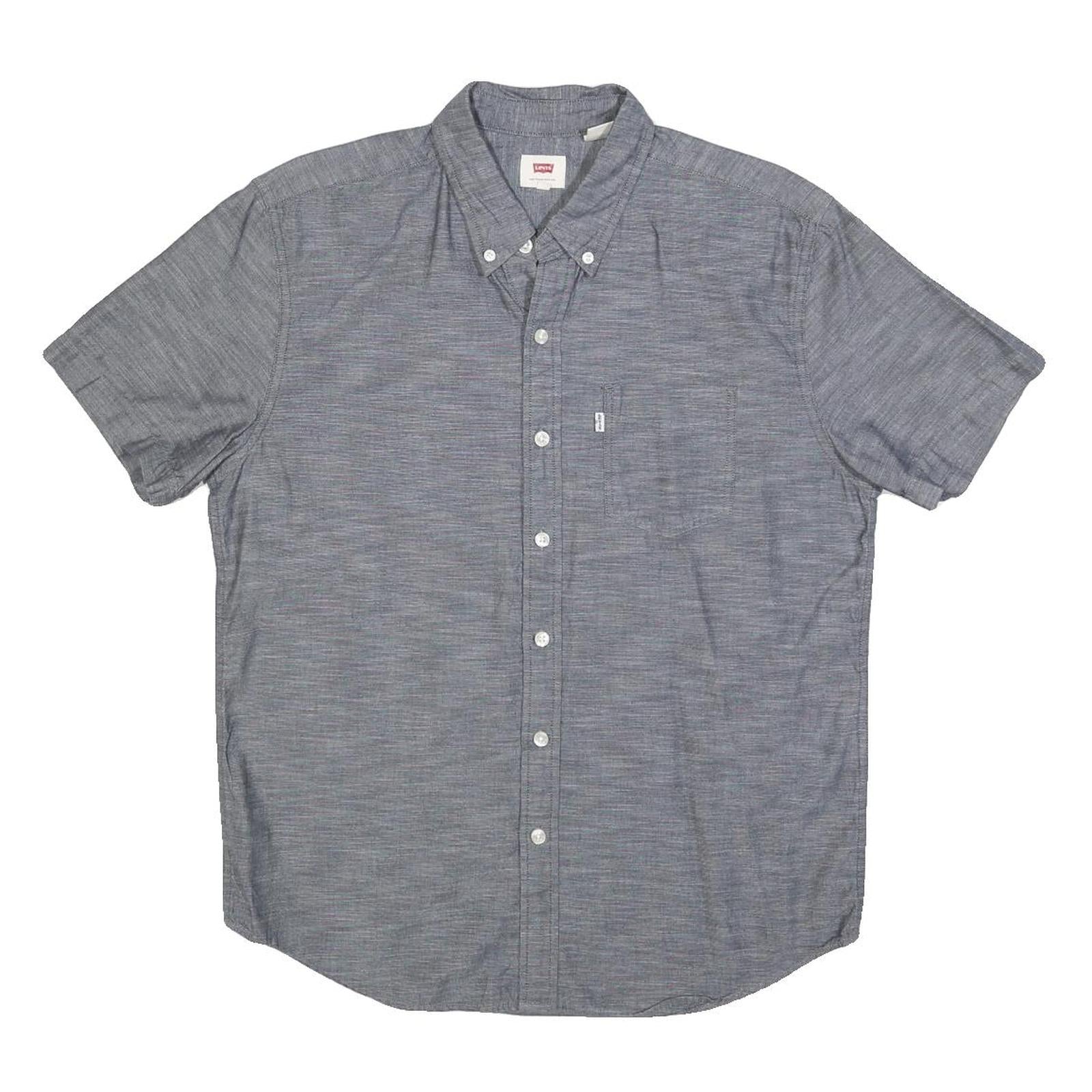 LEVI'S Mens Blue Shirt M Cotton Blend Button Down Short Sleeve Casual Refurbished - N/A refurbished available on Cerqular