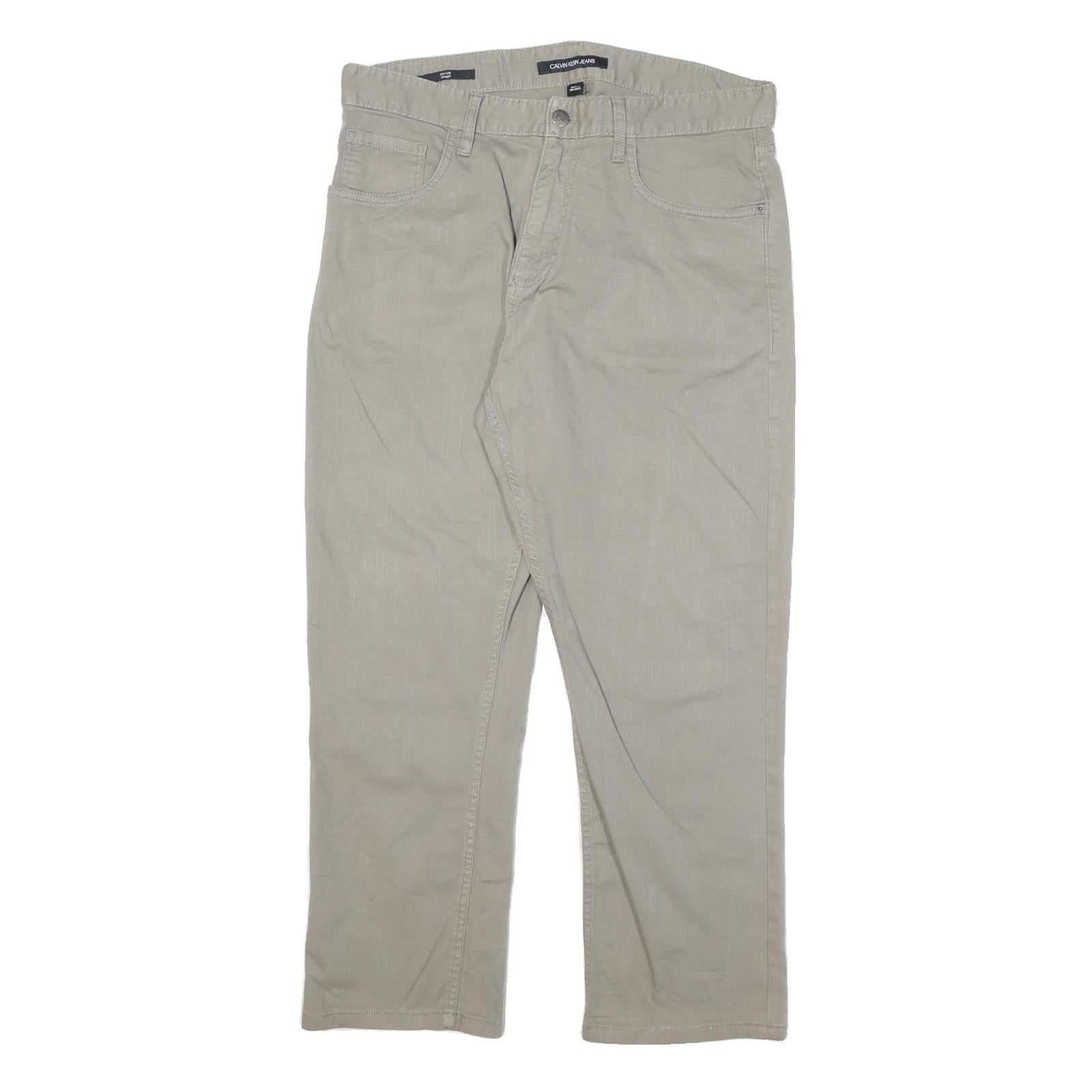 CALVIN KLEIN JEANS Mens Regular Fit Beige Cotton Blend Trousers W32 L26 Casual Refurbished - N/A refurbished available on Cerqular