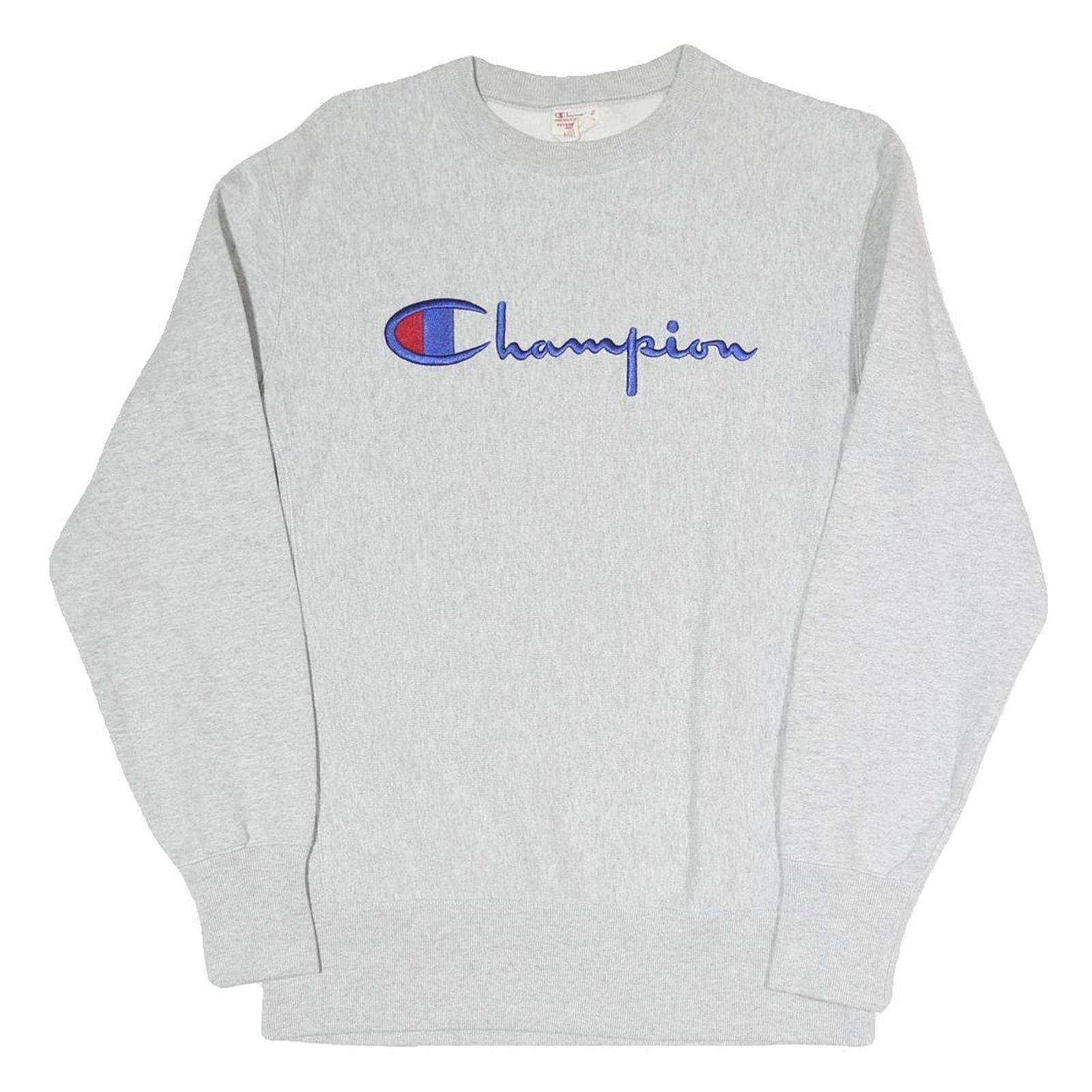 CHAMPION REVERSE WEAVE Mens Grey Crew Neck L Sweatshirt Cotton Blend Pullover Refurbished - N/A refurbished available on Cerqular