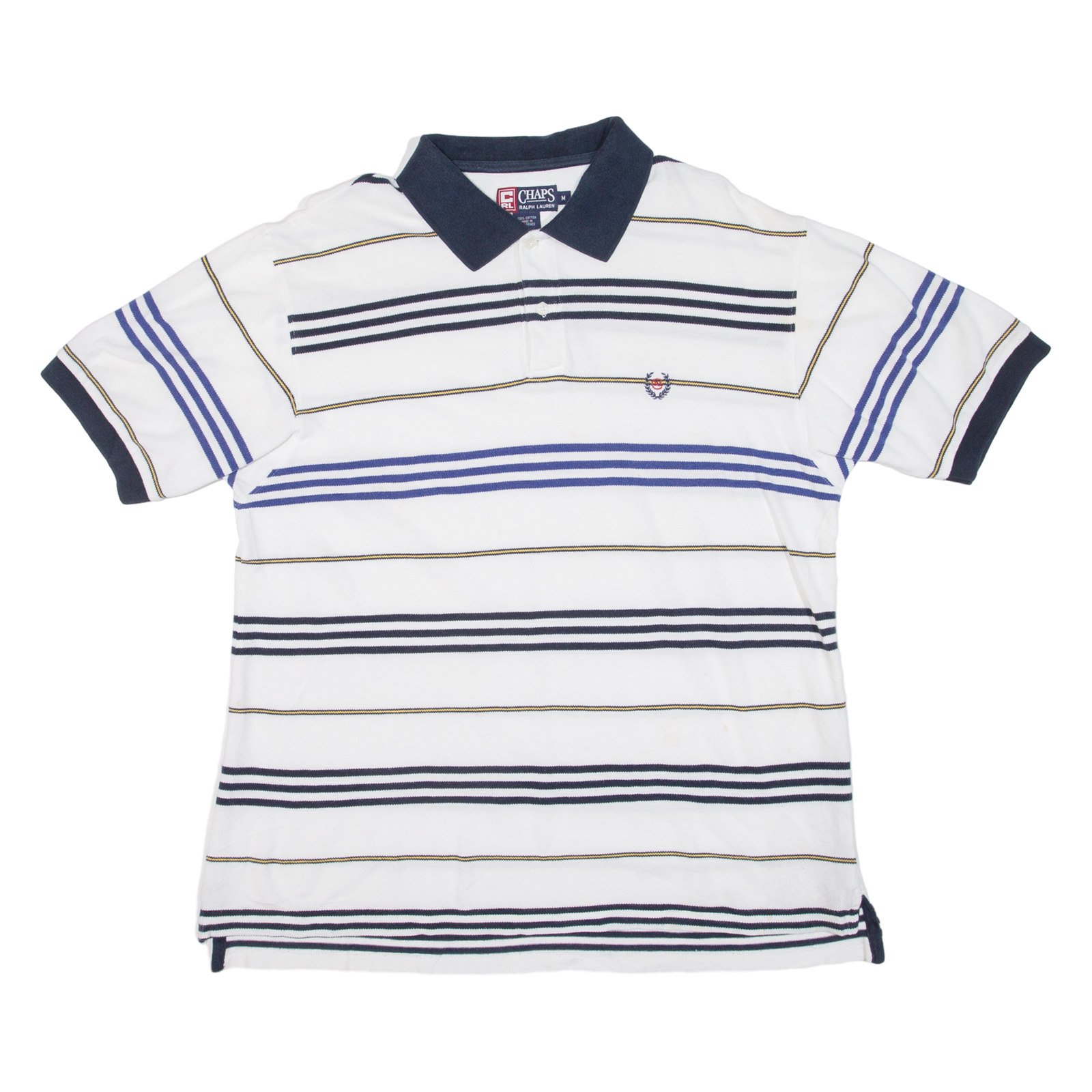 CHAPS RALPH LAUREN Mens Polo Shirt White Striped M Refurbished - N/A refurbished available on Cerqular