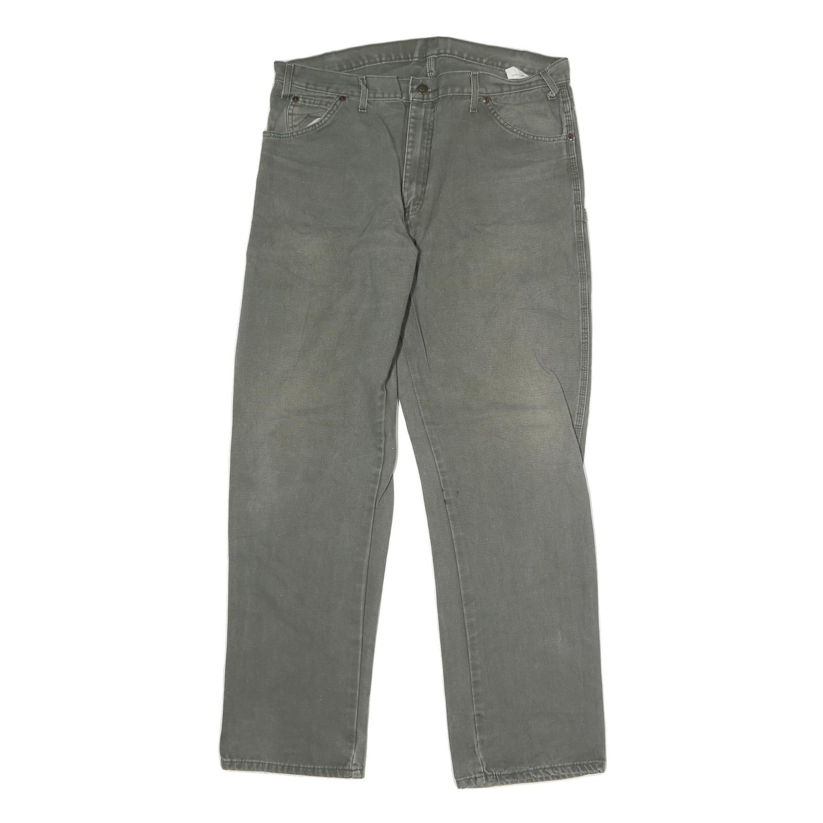 DICKIES Mens Regular Fit Cotton Blend Jeans Grey W38 L32 Workwear Zip Closure Refurbished - N/A refurbished available on Cerqular