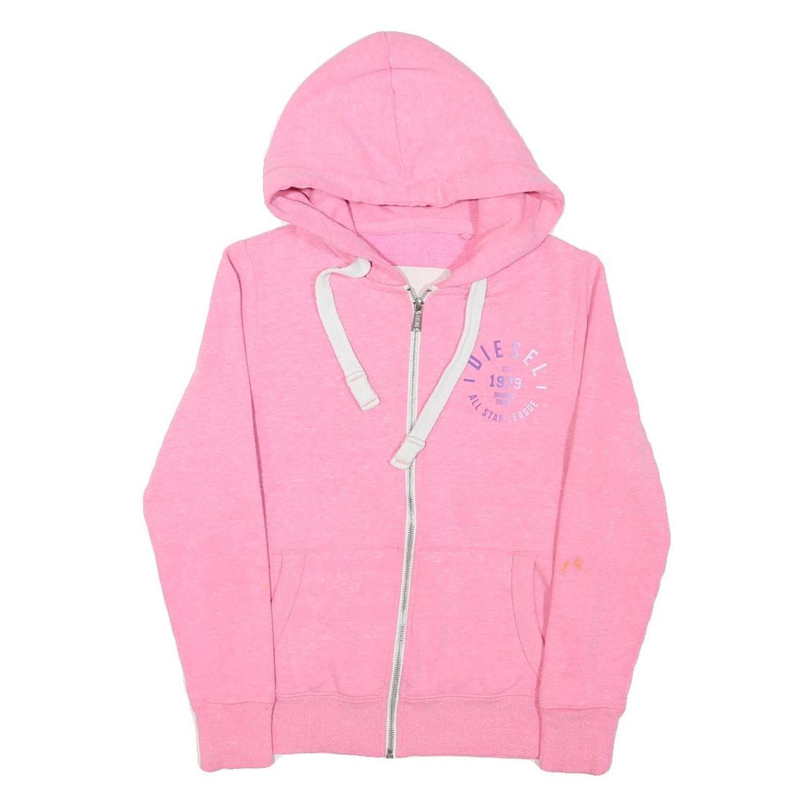 DIESEL Womens Pink Zip Hoodie XS Cotton Blend Casual Sweatshirt Refurbished - N/A refurbished available on Cerqular