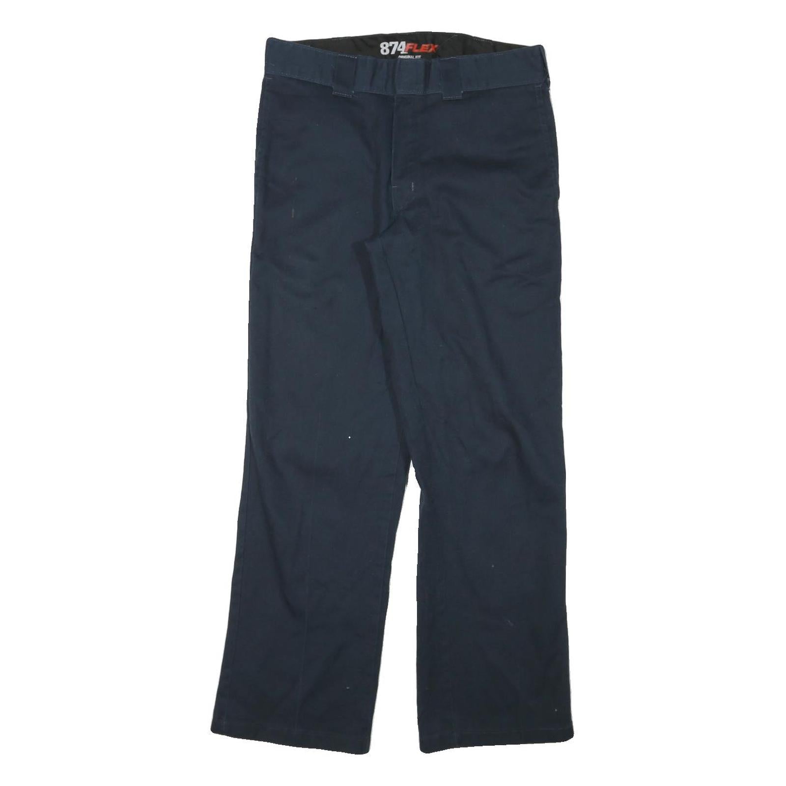 DICKIES Mens Cotton Blend Navy Regular Straight Trousers W30 L28 Workwear Zip Refurbished - N/A refurbished available on Cerqular