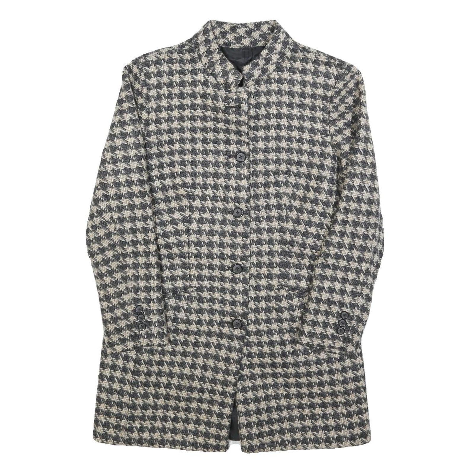 Womens Black & White Houndstooth Button Jacket S Woven Classic Tailored Refurbished - N/A refurbished available on Cerqular