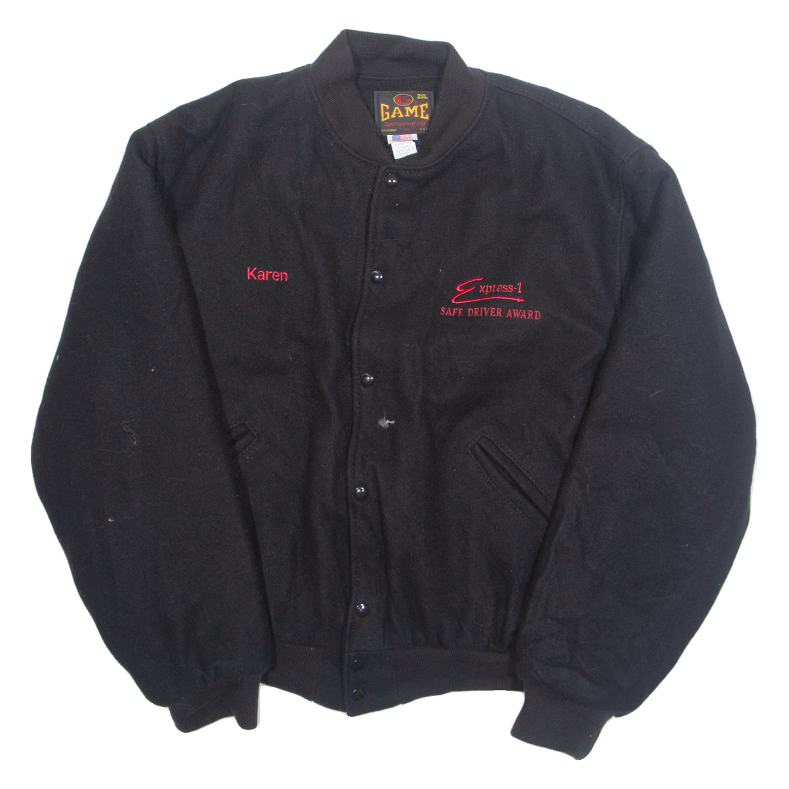 GAME Mens Bomber Jacket Black Wool 90s USA 2XL Refurbished - N/A refurbished available on Cerqular