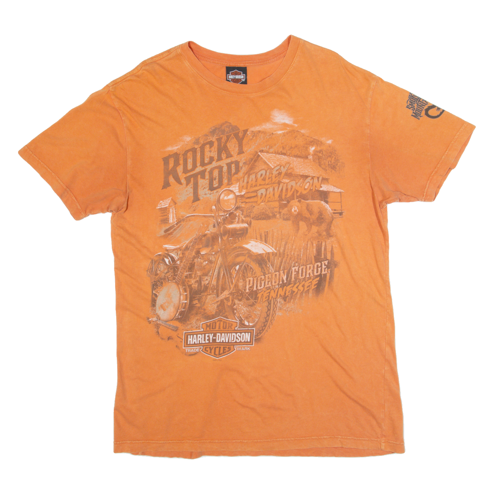 HARLEY DAVIDSON Mens Biker T-Shirt Orange USA L Refurbished - N/A refurbished available on Cerqular