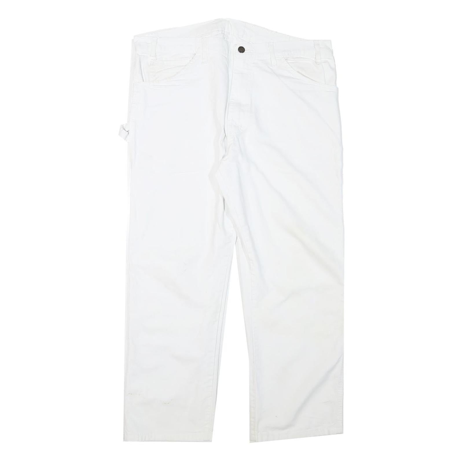 DICKIES Mens Cotton Blend White Regular Straight Trousers W37 L26 Workwear Refurbished - N/A refurbished available on Cerqular
