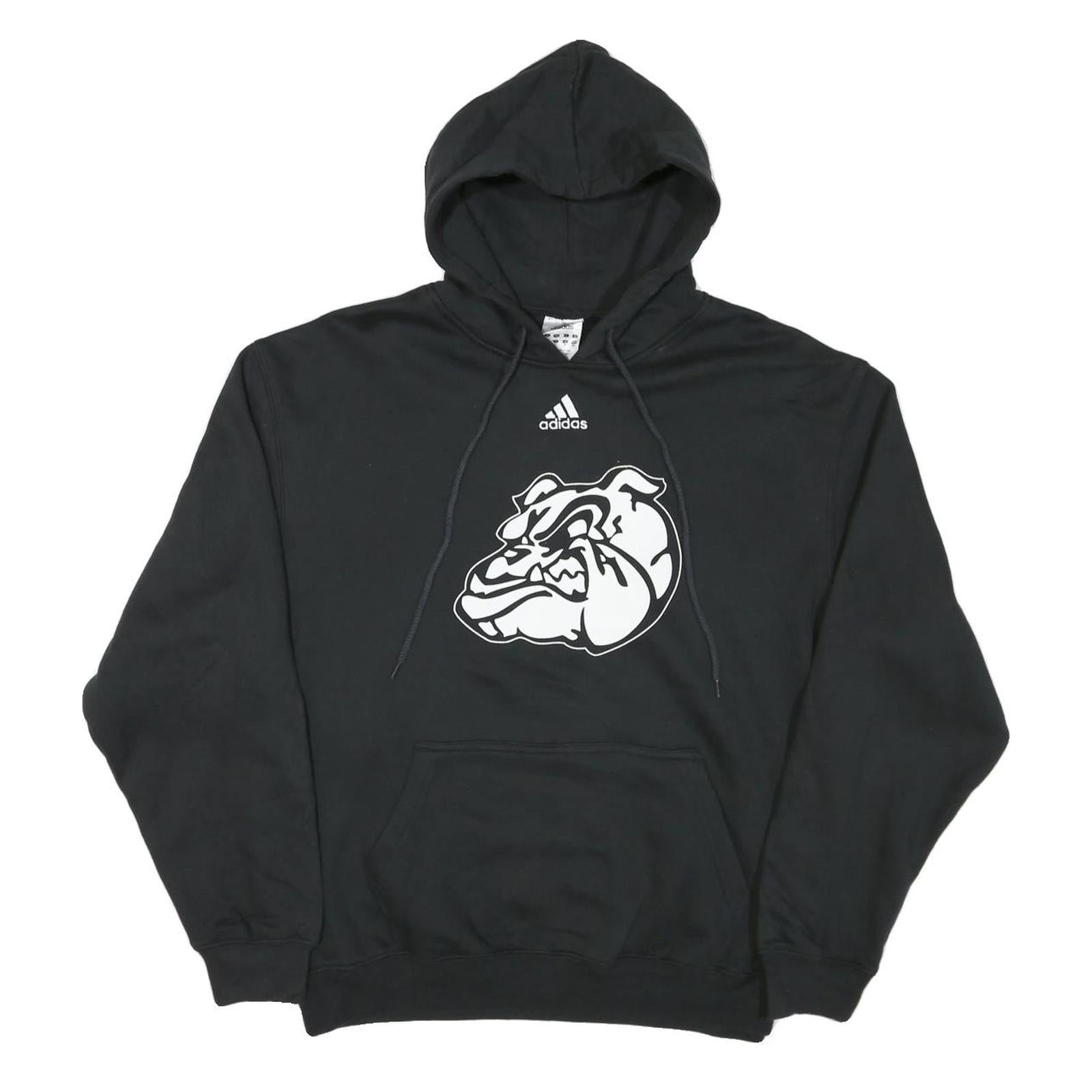 ADIDAS Mens Black Bulldog Graphic Pullover Hoodie S Yearbook Print Refurbished - N/A refurbished available on Cerqular