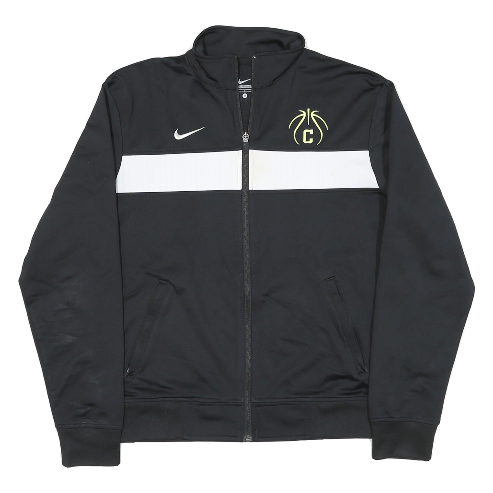 NIKE Mens Black & White Basketball Zip Jacket M Polyester Blend Sportswear Refurbished - N/A refurbished available on Cerqular