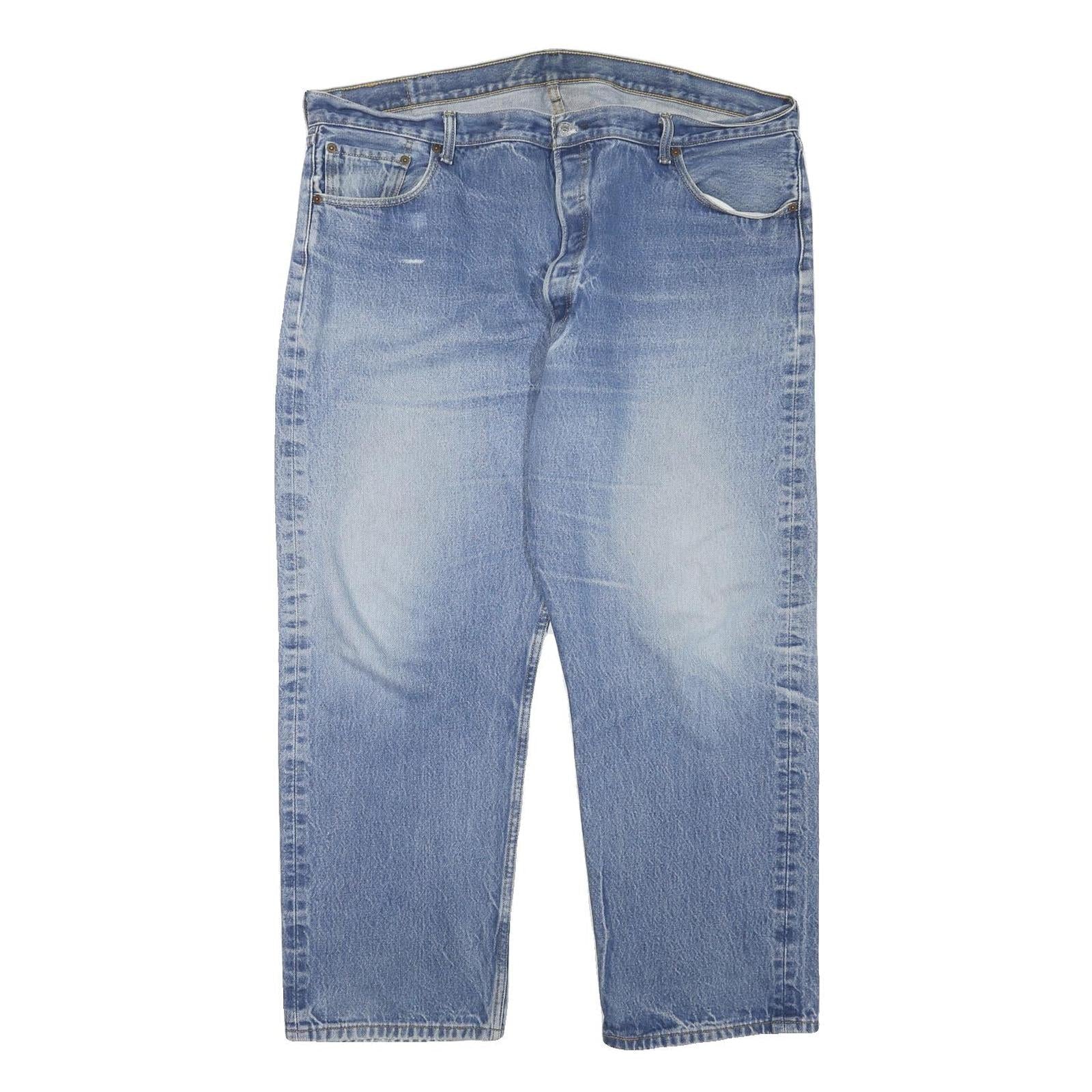 LEVI'S 501 Mens Jeans Blue Regular Straight Denim Medium W43 L29 Button Closure Refurbished - N/A refurbished available on Cerqular
