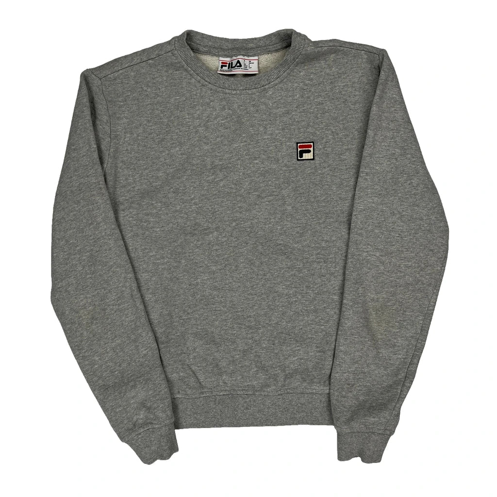 Fila Sweatshirt - Small Grey Cotton Refurbished - Thrifted (note: this is a term often used to describe second- refurbished available on Cerqular