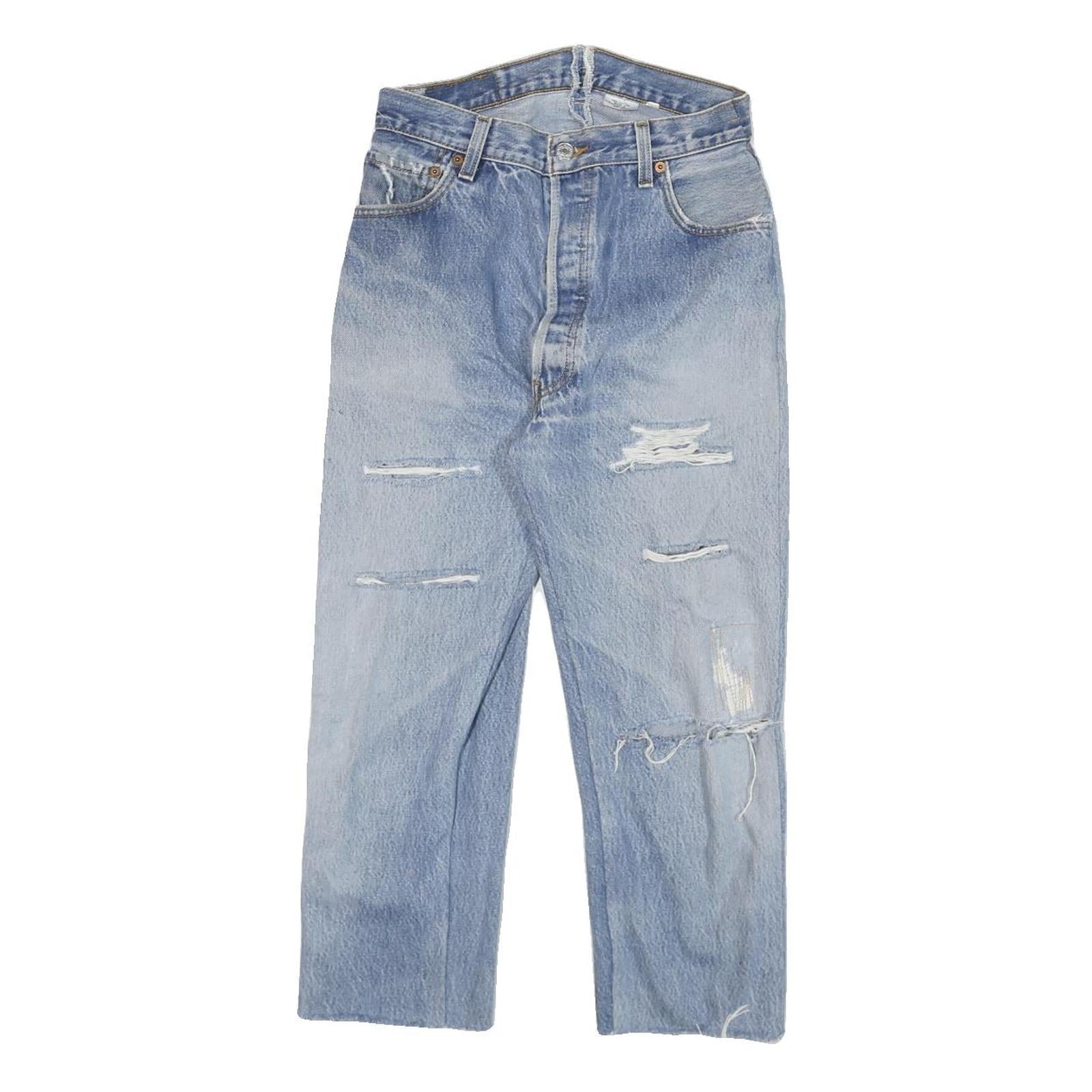LEVI'S Womens Jeans Blue Regular Straight Denim Light W26 L22 Distressed Cotton Refurbished - N/A refurbished available on Cerqular