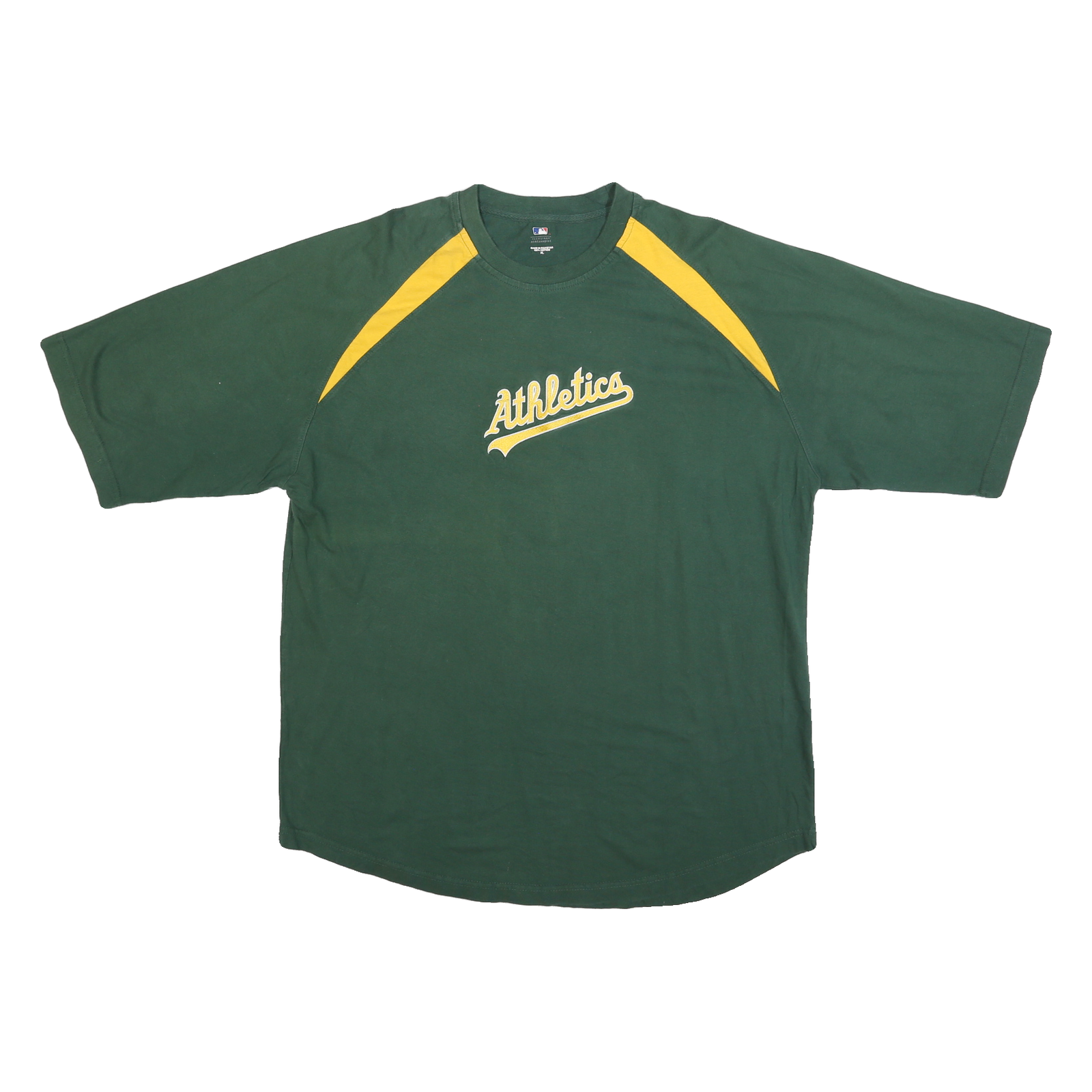 MLB Mens Green & Yellow Athletics Graphic T-Shirt XL Short Sleeve Crew Neck Refurbished - N/A refurbished available on Cerqular