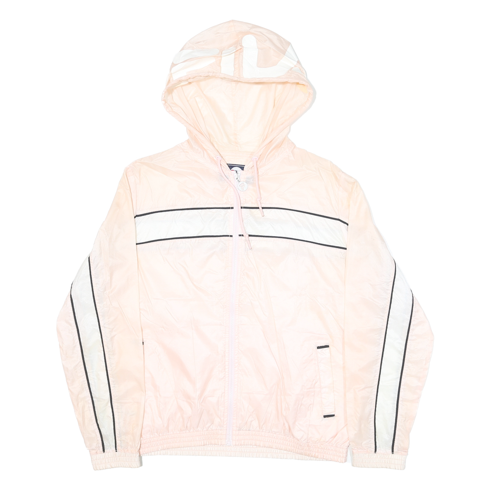 FILA Womens Pink & White Zip Hooded Nylon Jacket L Lightweight Sportswear Refurbished - N/A refurbished available on Cerqular
