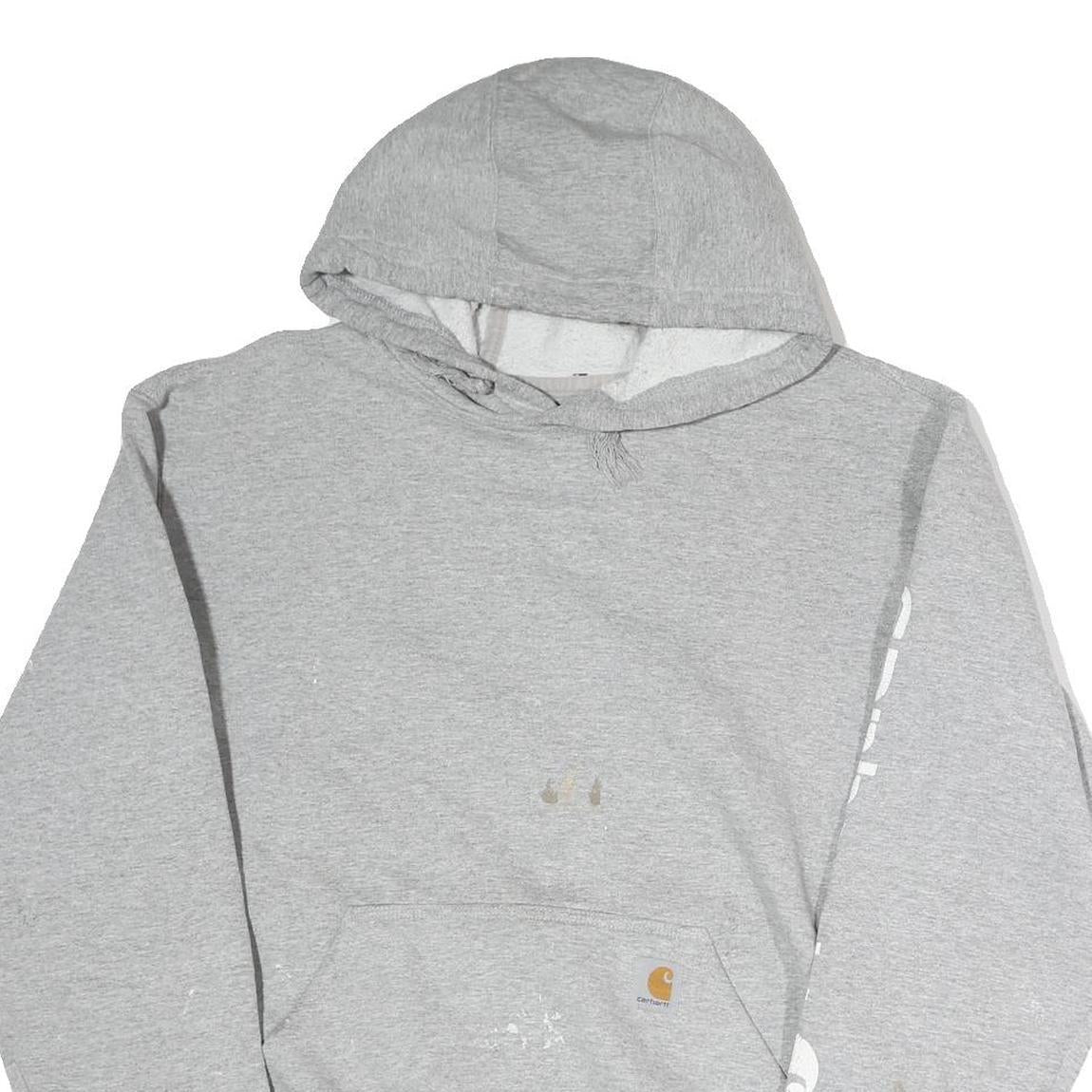 CARHARTT Mens Grey Hoodie M Logo Print Pullover Cotton Workwear Casual Refurbished - N/A refurbished available on Cerqular