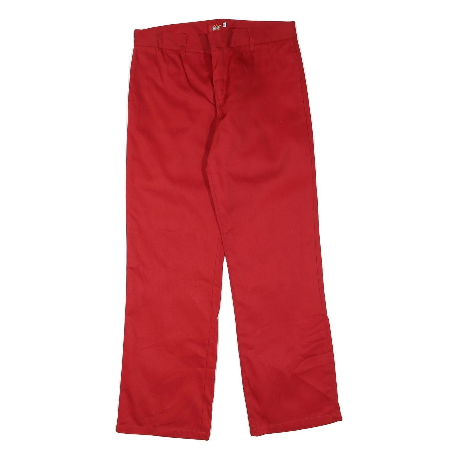 DICKIES Womens Red Regular Fit Straight Trousers W32 L31 Workwear Zip Polyester Refurbished - N/A refurbished available on Cerqular