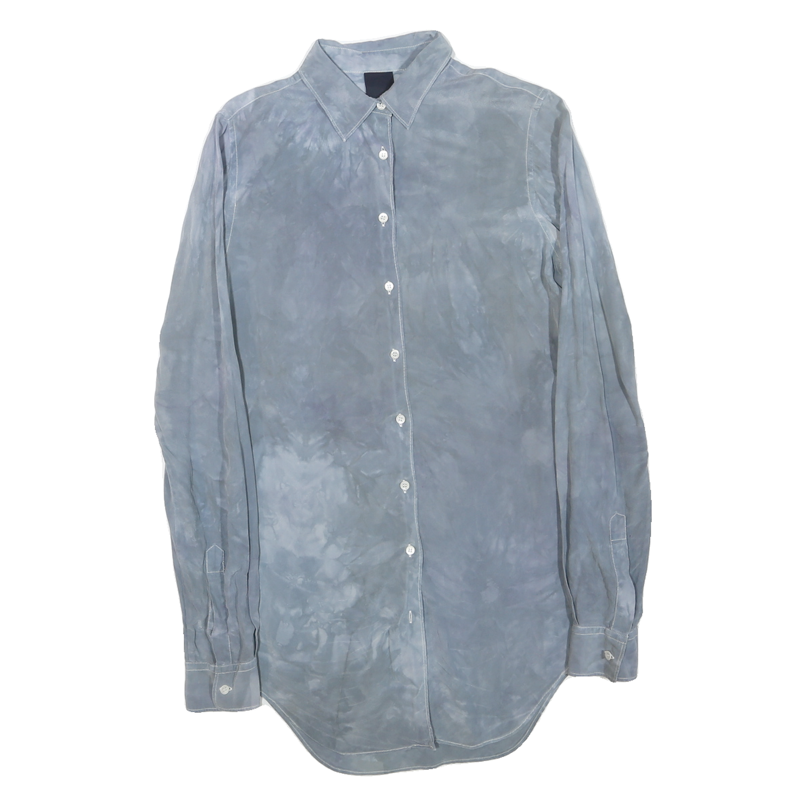 Mens Blue Polyester Blend Shirt S Long Sleeve Button Closure Plain Casual Refurbished - N/A refurbished available on Cerqular