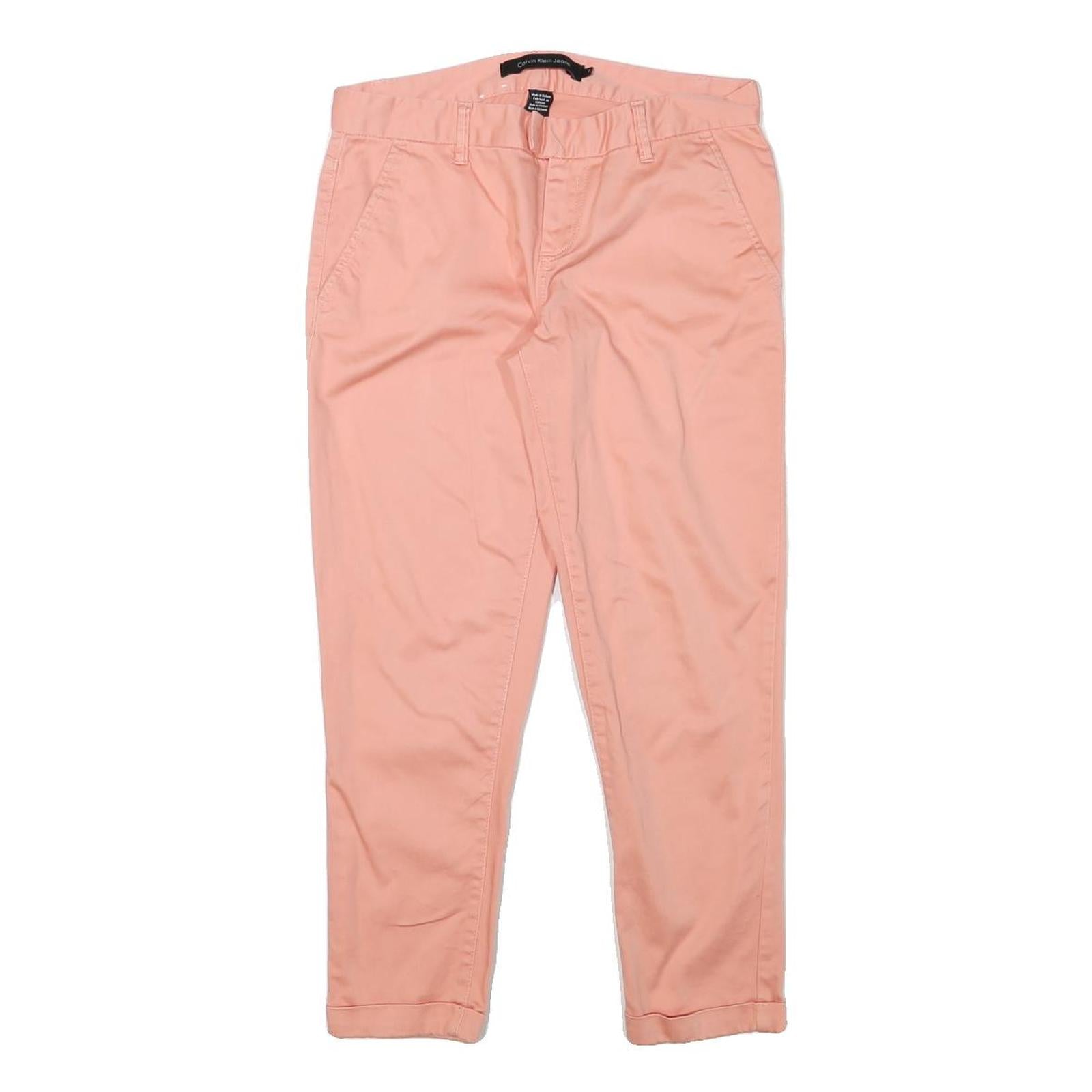 CALVIN KLEIN JEANS Womens Slim Peach Cotton Blend Trousers W29 L24 Casual Smart Refurbished - N/A refurbished available on Cerqular