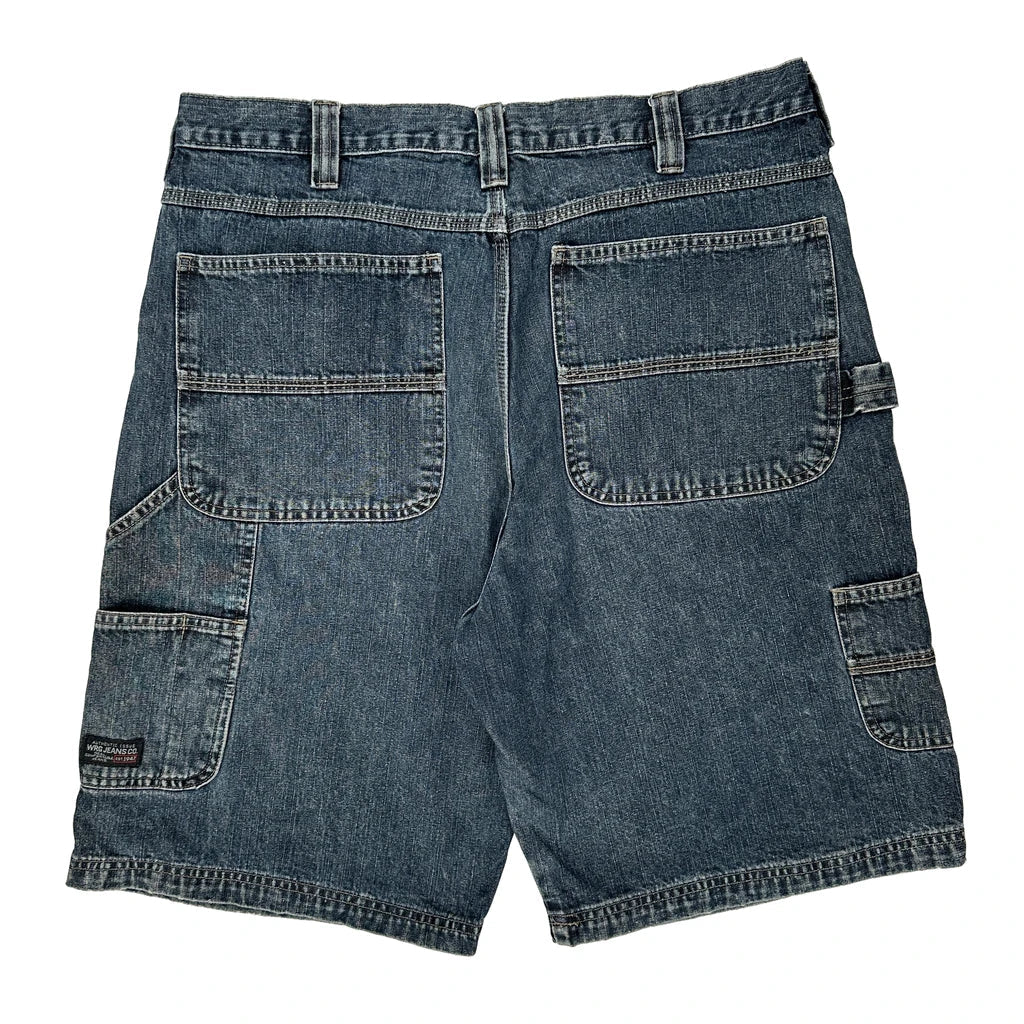 Buy Wrangler Carpenter Shorts - 34W 9L Dark Wash Cotton Refurbished - $42.13 Wrangler Carpenter Shorts - 34W 9L Dark Wash Cotton Refurbished - Thrifted (note: this is a term often used to describe second- refurbished available on Cerqular