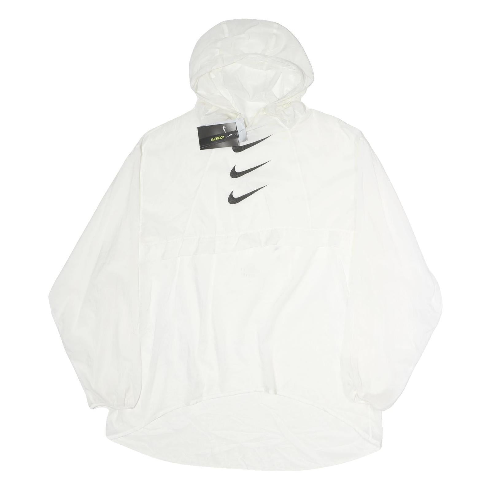 NIKE Womens White Pullover Hoodie L Lightweight Nylon Hooded Sweatshirt Refurbished - N/A refurbished available on Cerqular