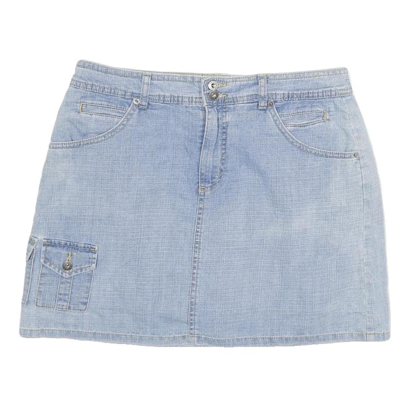 GLORIA VANDERBILT Womens Blue Denim Mini Skirt Cotton Blend Cargo XL Button Refurbished - N/A refurbished available on Cerqular