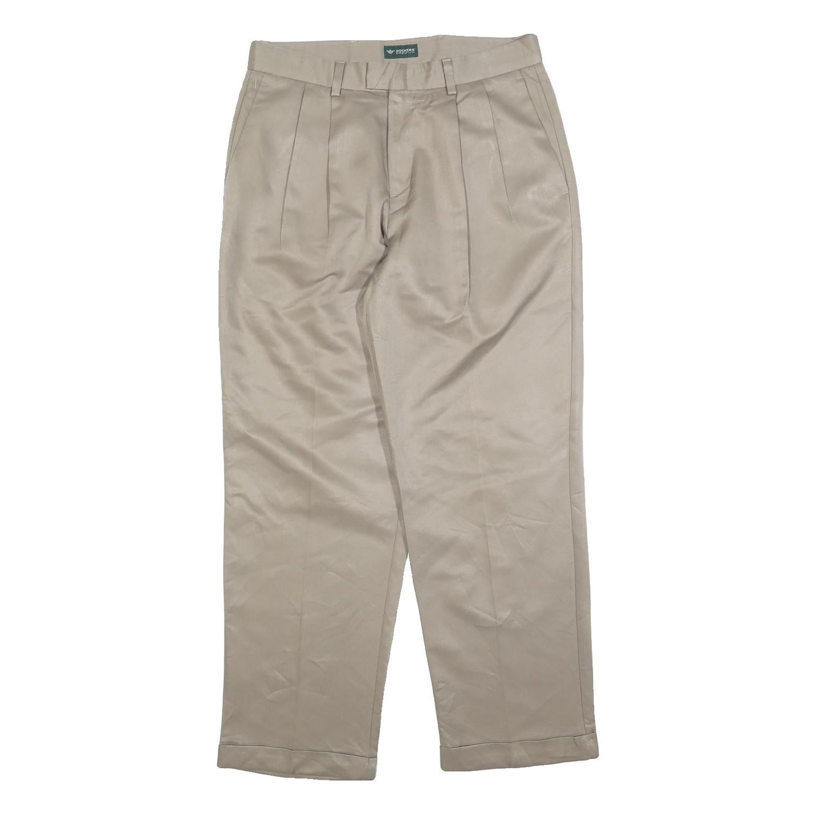 DOCKERS Mens Regular Fit Beige Cotton Blend Straight Trousers W33 L30 Refurbished - N/A refurbished available on Cerqular