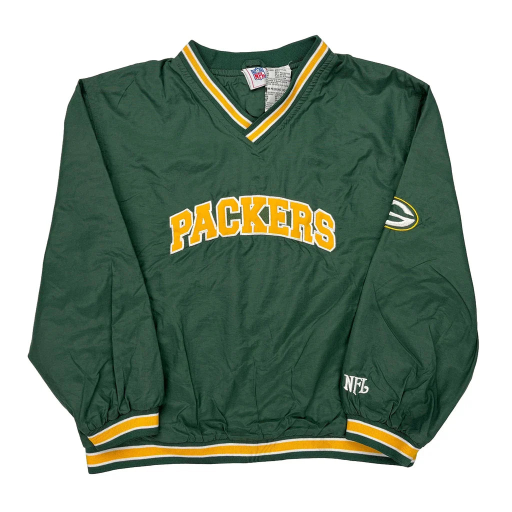 Age 10-12 Packers Nfl Windbreaker - Medium Green Nylon Refurbished - Thrifted (note: this is a term often used to describe second- refurbished available on Cerqular