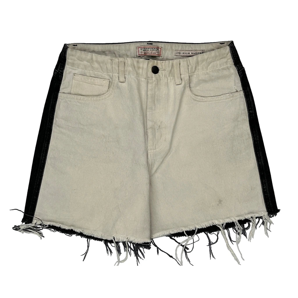 Guess Denim Shorts - 30W UK 12 Black & White Denim Refurbished - Thrifted (note: this is a term often used to describe second- refurbished available on Cerqular