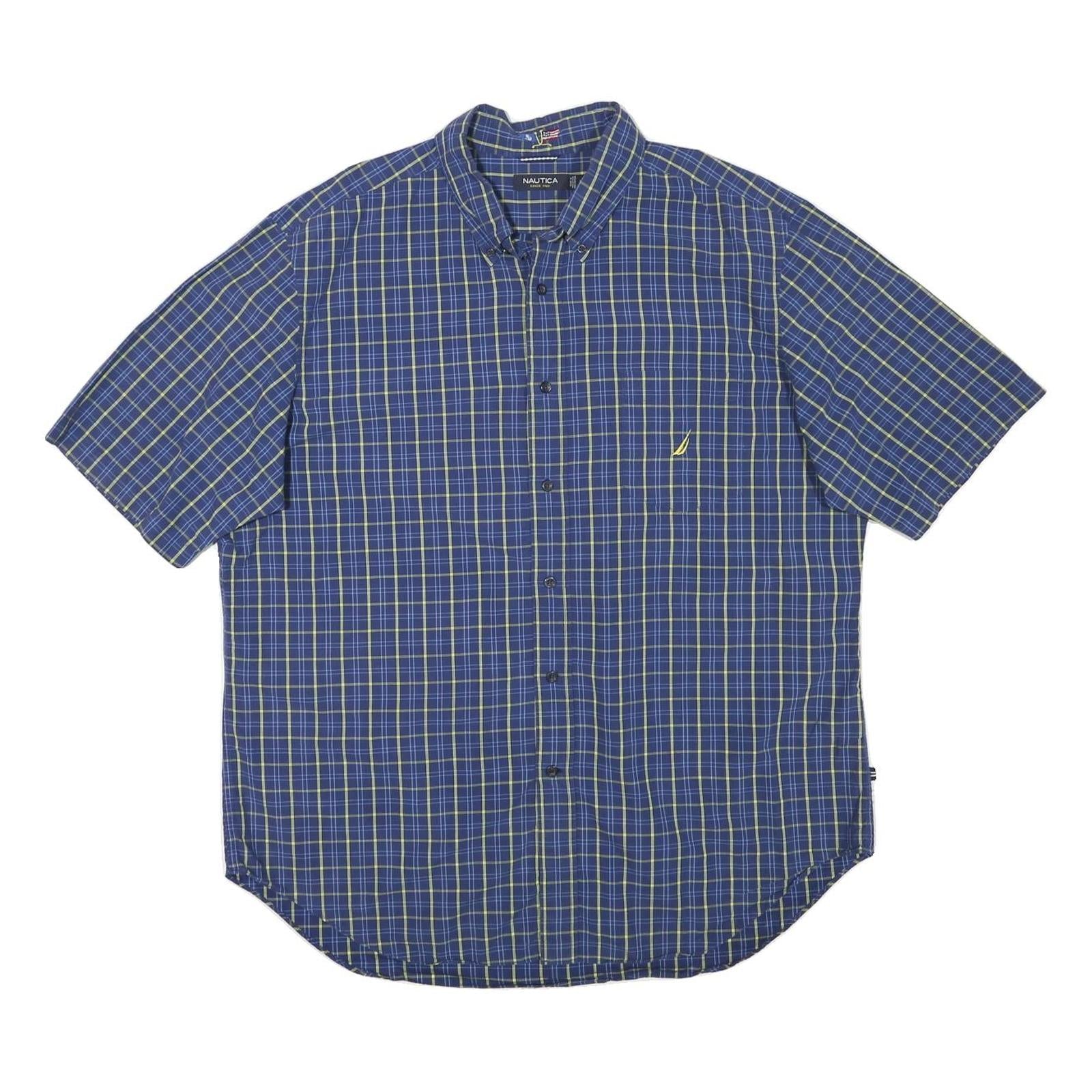 NAUTICA Mens Blue & Green Check Shirt XL Button Down Casual Summer Refurbished - N/A refurbished available on Cerqular