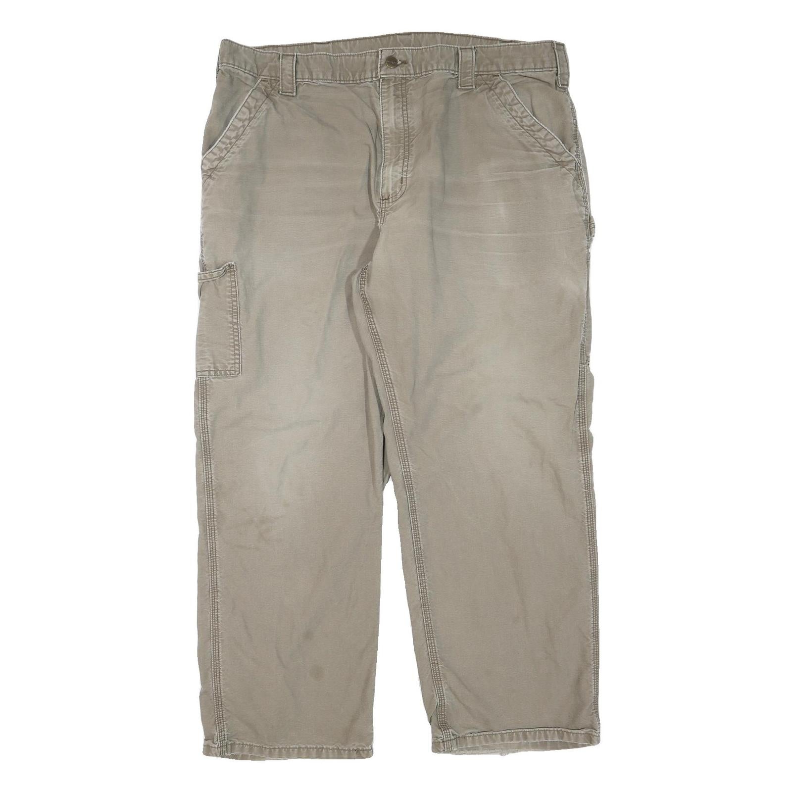 CARHARTT Mens Cotton Blend Beige Regular Fit Straight Leg Trousers W40 L30 Refurbished - N/A refurbished available on Cerqular