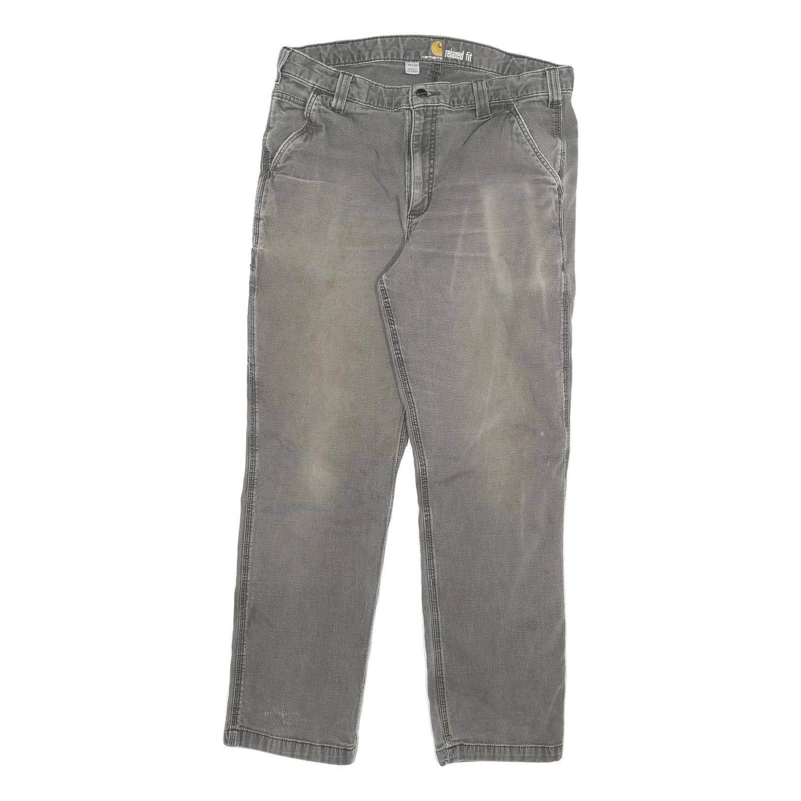 CARHARTT Mens Cotton Blend Grey Relaxed Straight Trousers W34 L30 Workwear Zip Refurbished - N/A refurbished available on Cerqular
