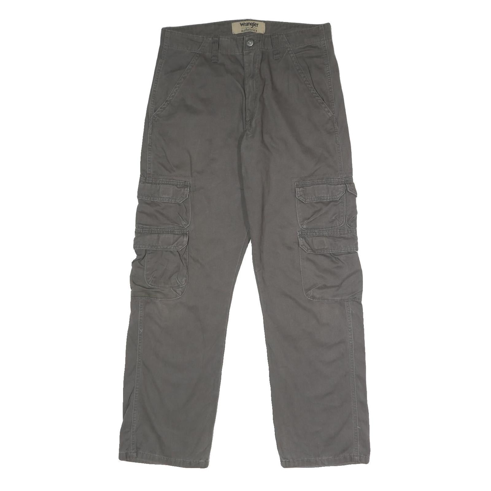 WRANGLER Mens Regular Cargo Cotton Grey Trousers W29 L30 Workwear Zip Closure Refurbished - N/A refurbished available on Cerqular