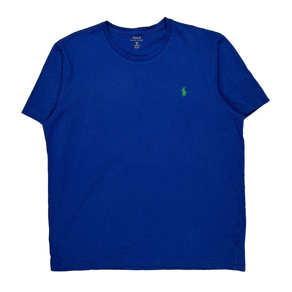 Polo By Ralph Lauren T-Shirt - XL Blue Cotton Refurbished - Thrifted (note: this is a term often used to describe second- refurbished available on Cerqular