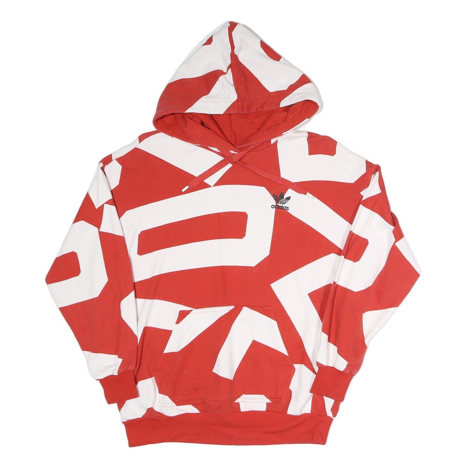 ADIDAS Womens Red & White Graphic Pullover Hoodie UK 14 Casual Streetwear Refurbished - N/A refurbished available on Cerqular