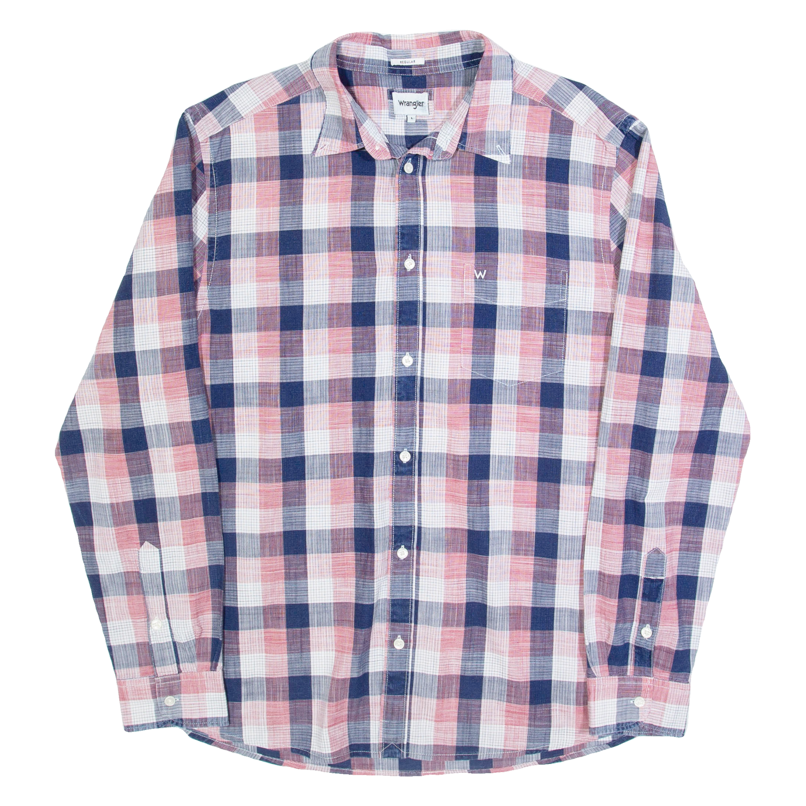 WRANGLER Mens Shirt Blue Plaid Long Sleeve L Refurbished - N/A refurbished available on Cerqular