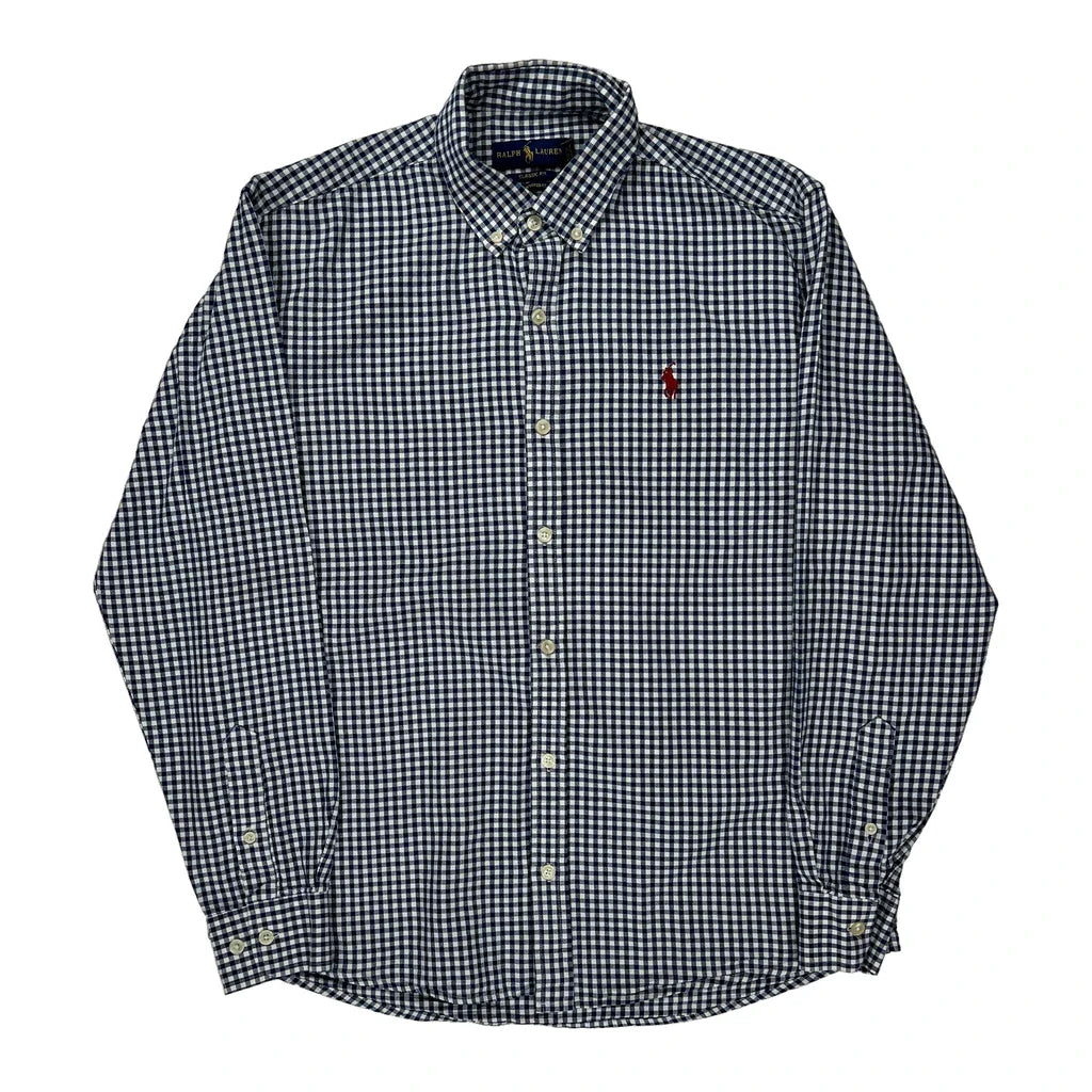 Ralph Lauren Checked Shirt - XL Blue Cotton Refurbished - Thrifted (note: this is a term often used to describe second- refurbished available on Cerqular