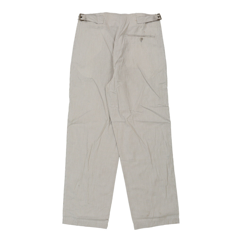 Unbranded Striped Trousers - 32W 29L Grey Cotton Refurbished - Thrifted (note: this is a term often used to describe second- refurbished available on Cerqular