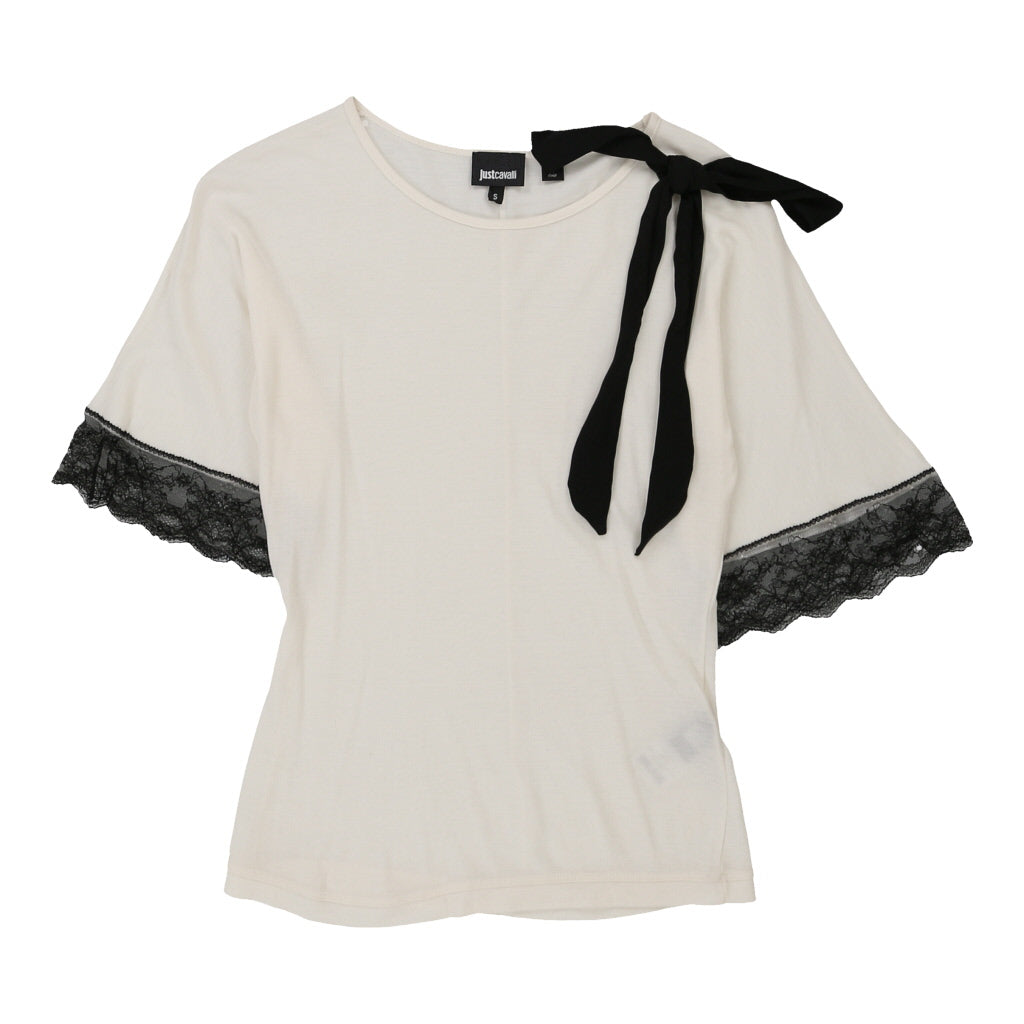 Buy Just Cavalli T-Shirt - Small White Rayon | Size: small Refurbished - $36.02 Just Cavalli T-Shirt - Small White Rayon | Size: small Refurbished - N/A (Preloved Designer is not a specific brand, it refurbished available on Cerqular