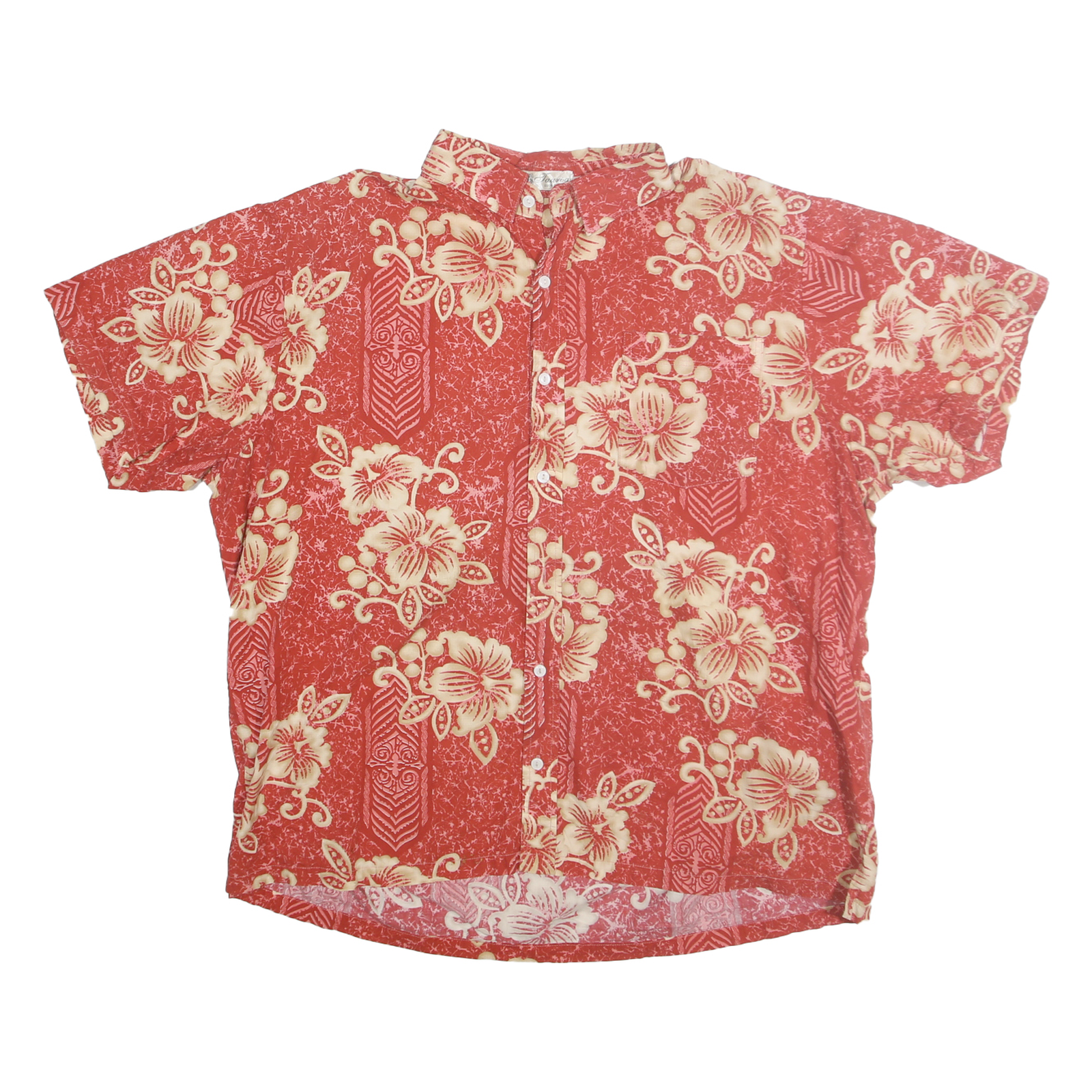 TAOROA Mens Red & Cream Floral Pattern Cotton Shirt 2XL Casual Summer Beachwear Refurbished - N/A refurbished available on Cerqular