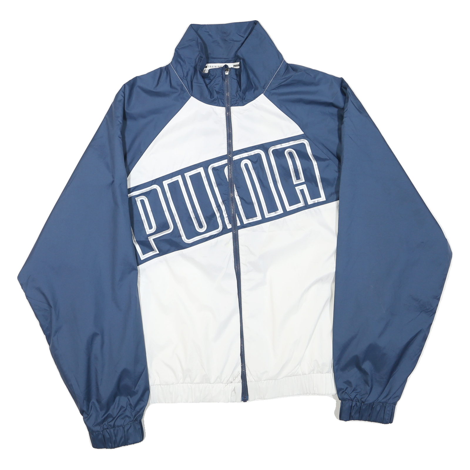 PUMA Womens Blue & White Zip Jacket L Polyester Blend Track Sports Casual Refurbished - N/A refurbished available on Cerqular