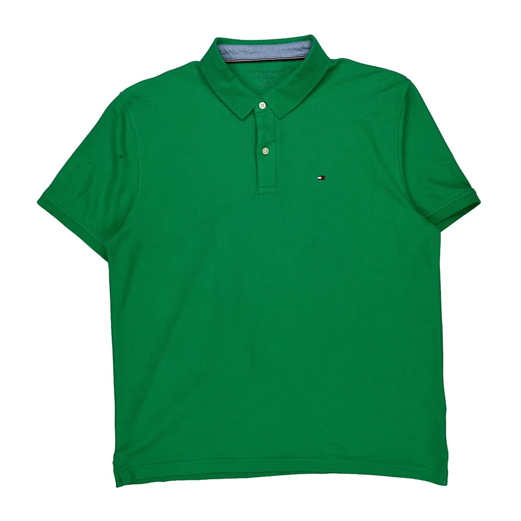 Tommy Hilfiger Polo Shirt - XL Green Cotton Refurbished - Thrifted (note: this is a term often used to describe second- refurbished available on Cerqular