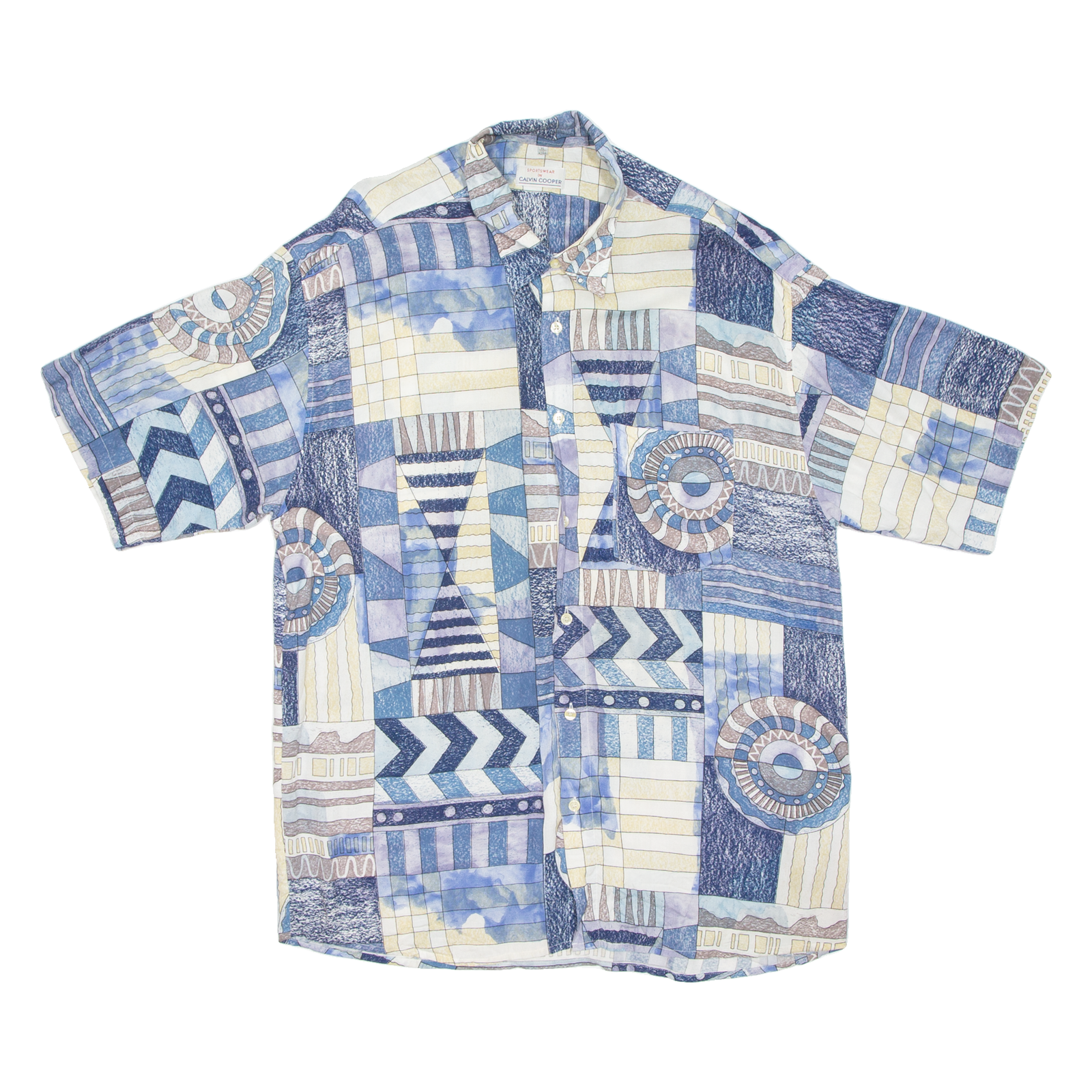 CALVIN COOPER Mens Shirt Blue Crazy Pattern XL Refurbished - N/A refurbished available on Cerqular