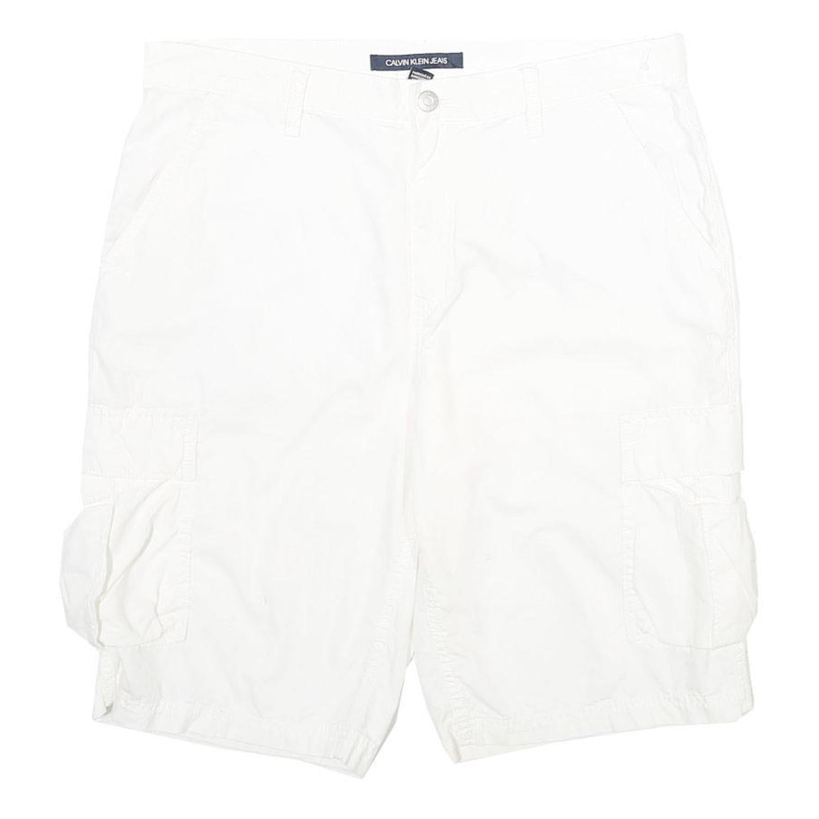 CALVIN KLEIN JEANS Mens White Cargo Cotton Shorts M W32 Casual Summer Wear Refurbished - N/A refurbished available on Cerqular