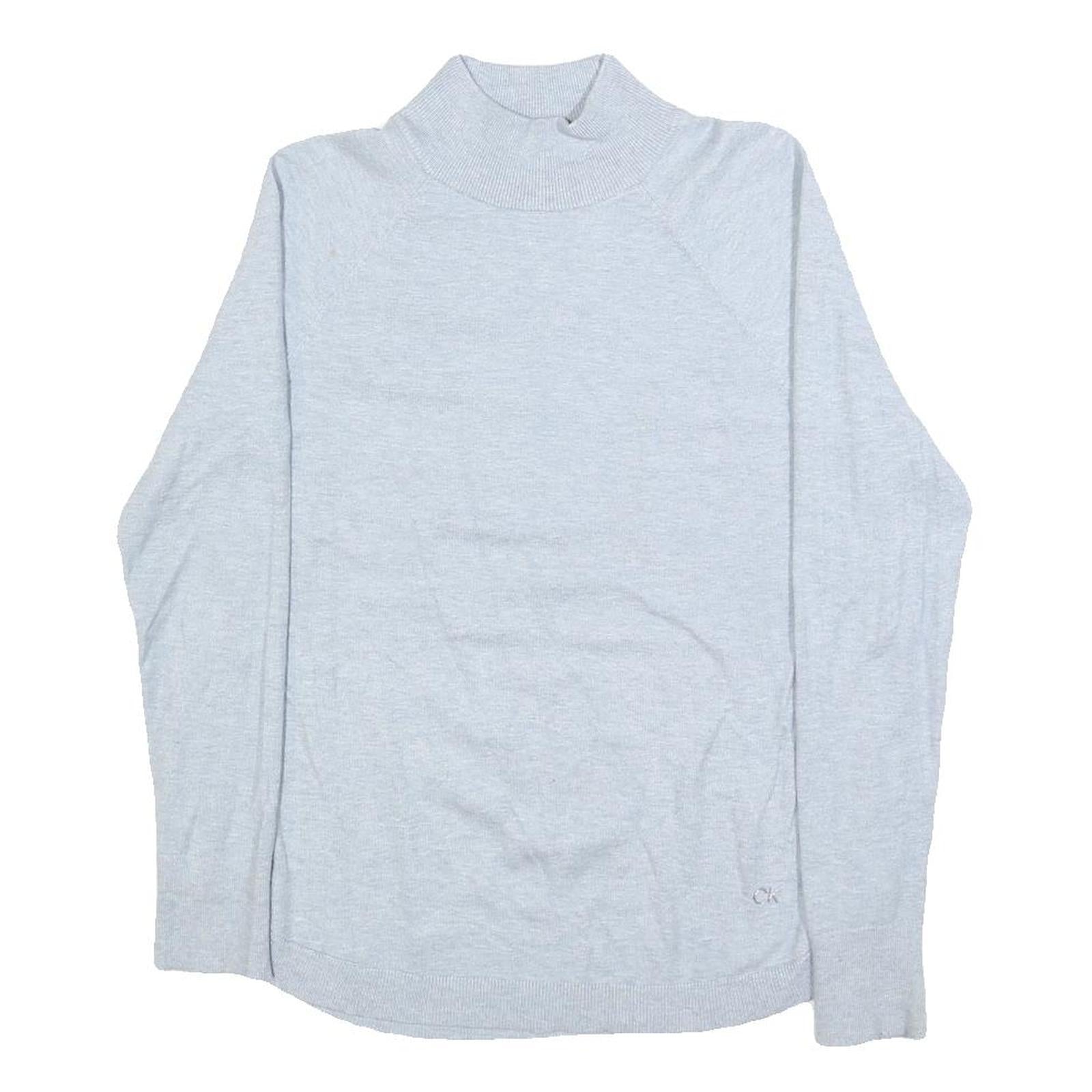 CALVIN KLEIN Womens Light Grey Plain Pullover Roll Neck Basic Knit Jumper S Refurbished - N/A refurbished available on Cerqular