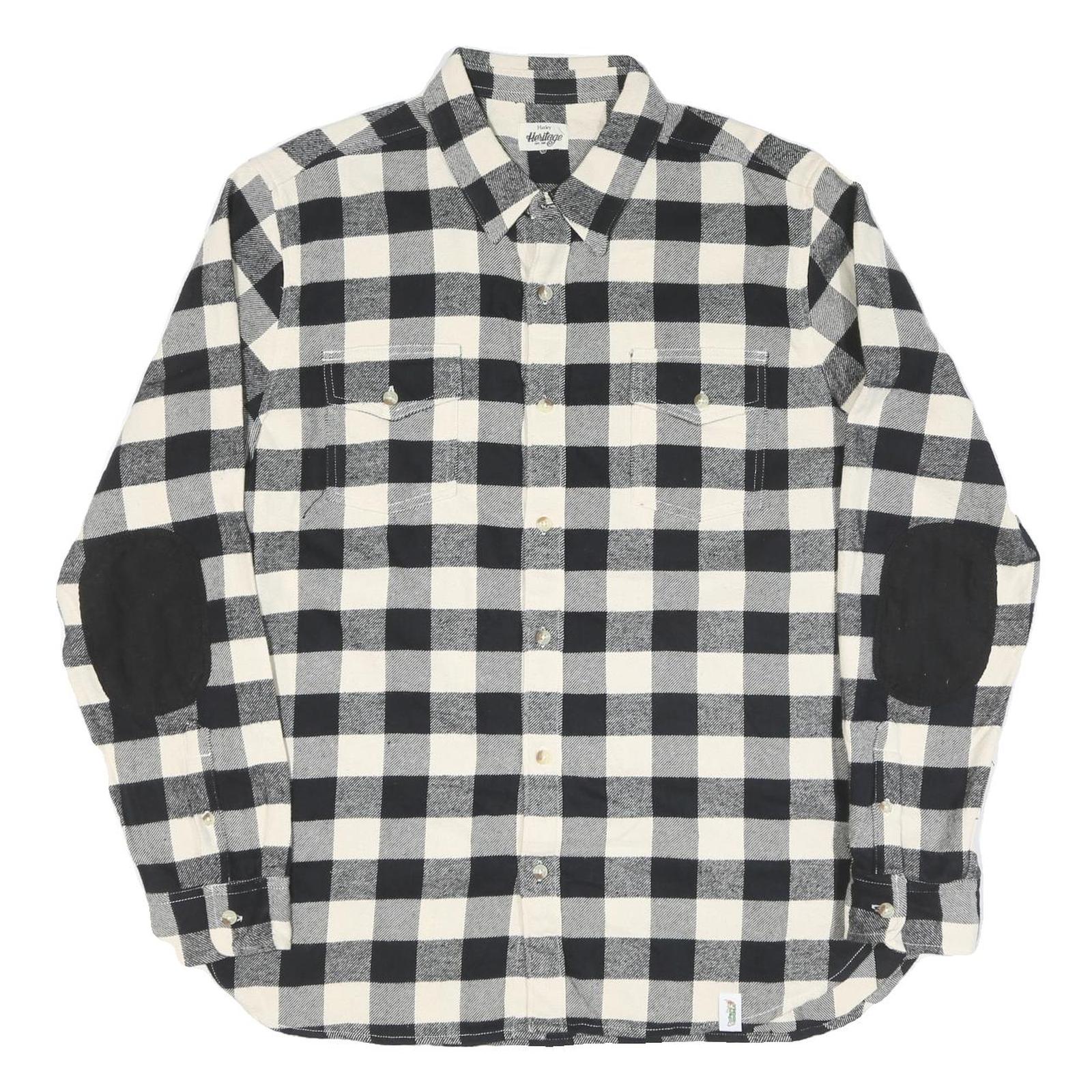 HATLEY HERITAGE Mens Black & Cream Check Shirt L Cotton Blend Long Sleeve Casual Refurbished - N/A refurbished available on Cerqular