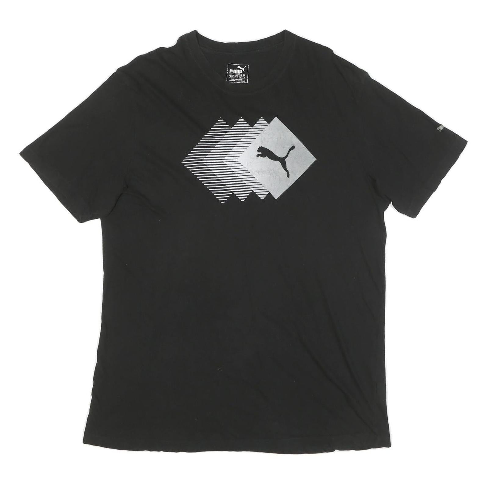 PUMA Mens Black Graphic T-Shirt XL Short Sleeve Crew Neck Sport Casual Top Refurbished - N/A refurbished available on Cerqular