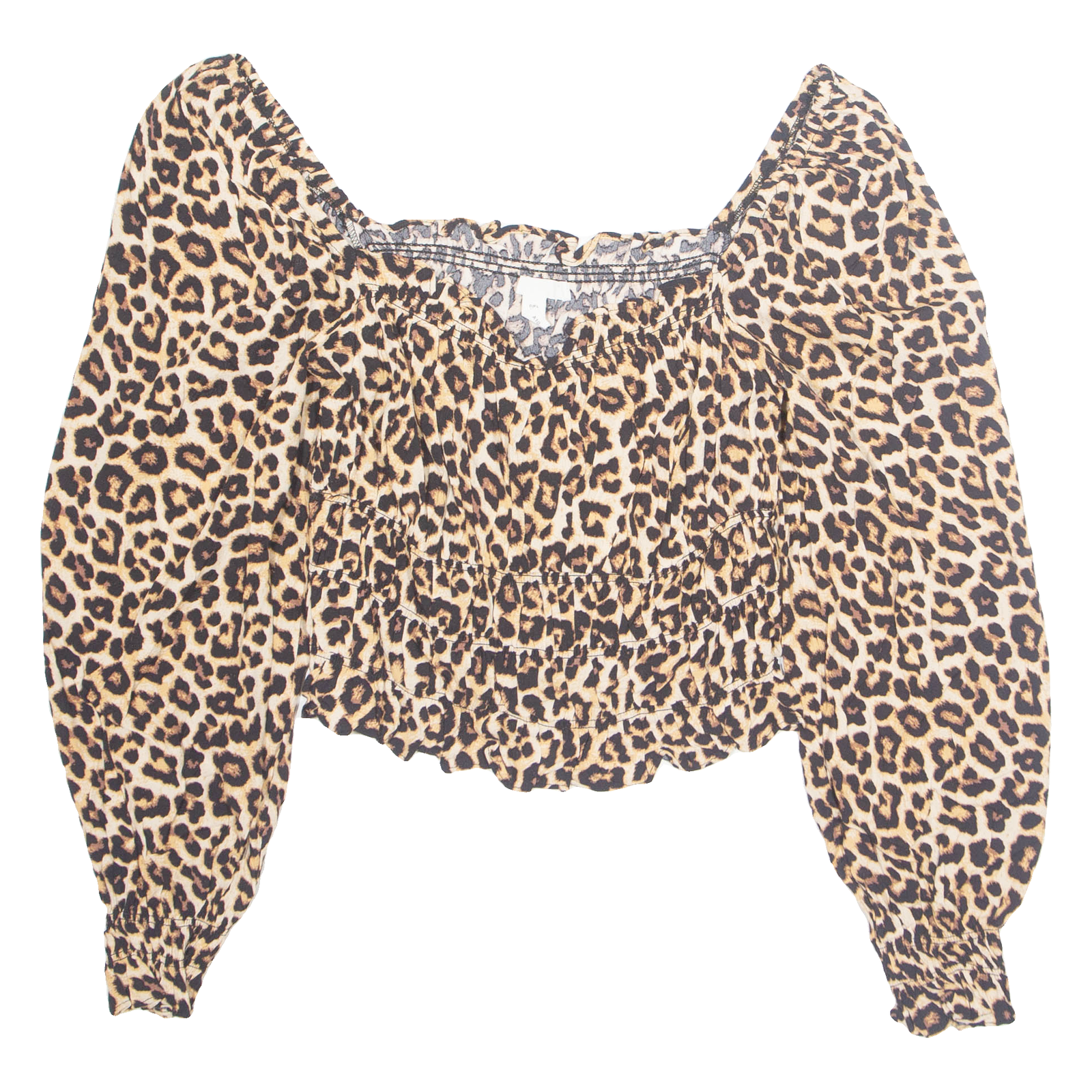 H&M Womens Printed Top Brown Long Sleeve Viscose Animal Print L Refurbished - N/A refurbished available on Cerqular