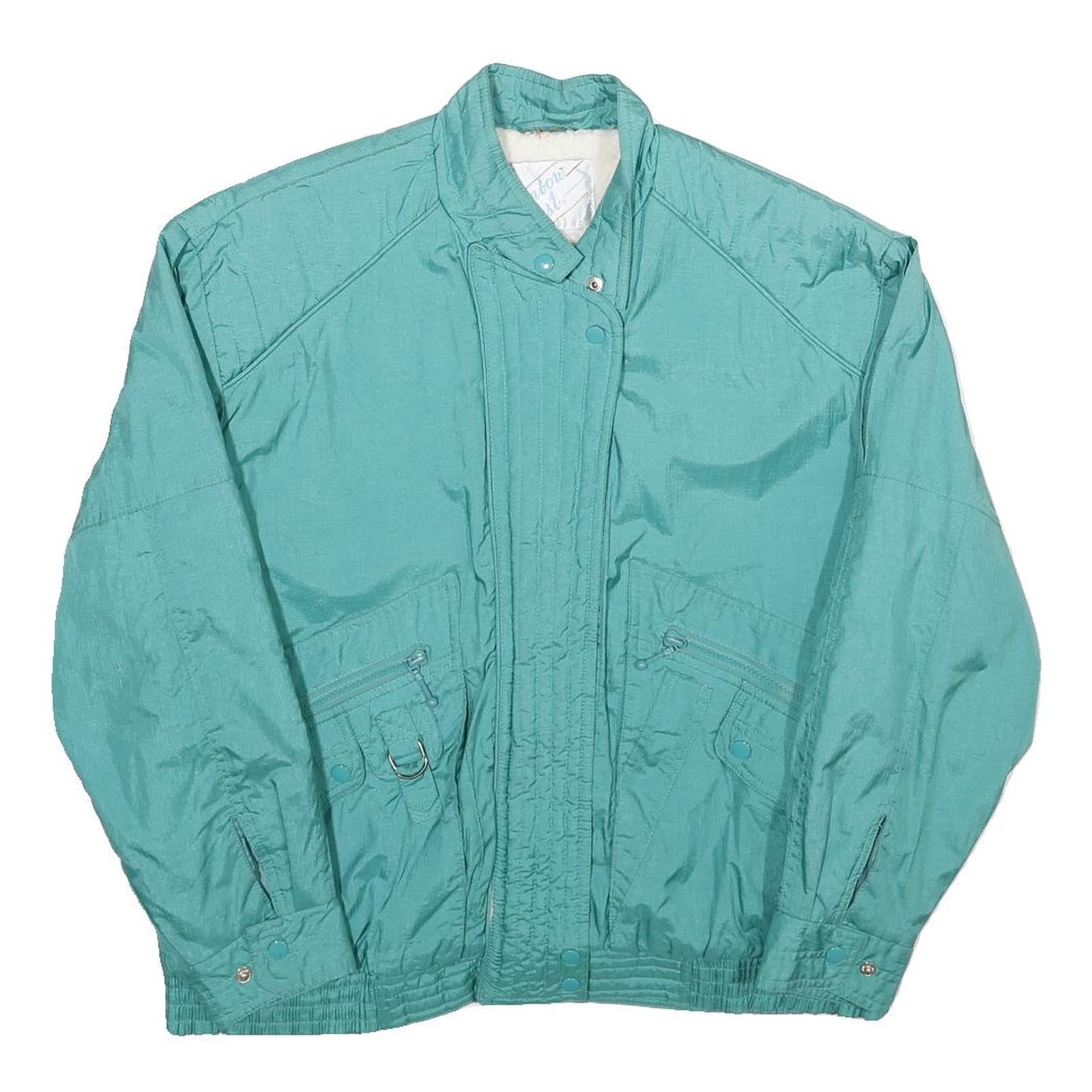 RAINBOW NEST Womens Turquoise Nylon Zip Jacket S Plain Lightweight Casual Refurbished - N/A refurbished available on Cerqular