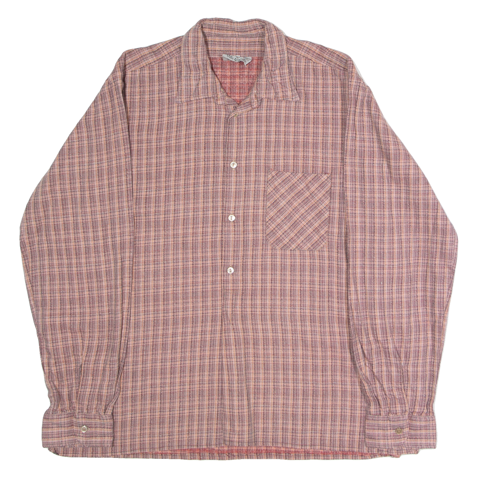 VILLE & VALLEE Pullover Mens Shirt Pink Check Long Sleeve L Refurbished - N/A refurbished available on Cerqular